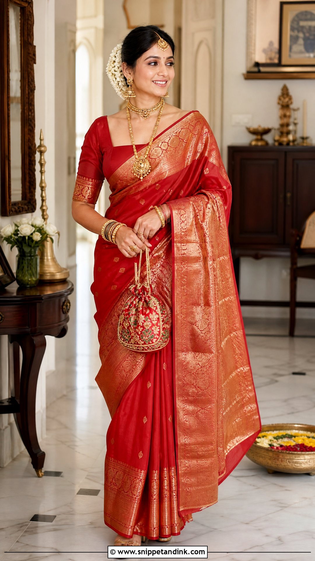 Heirloom Indian Bridal Saree With Modern Blouse - Snippet and Ink - 20 Indian Bride Wedding Dress Ideas