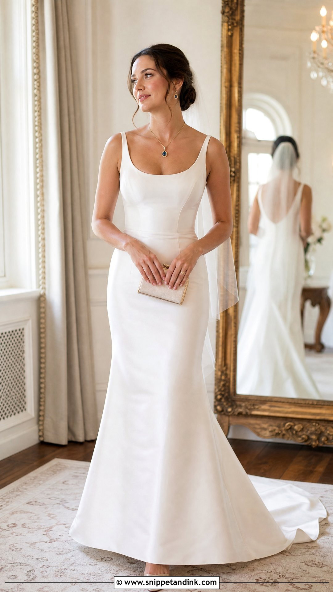 Heirloom Necklace With Simple Wedding Dress - Snippet and Ink - 20 Wedding Dress Necklace Ideas