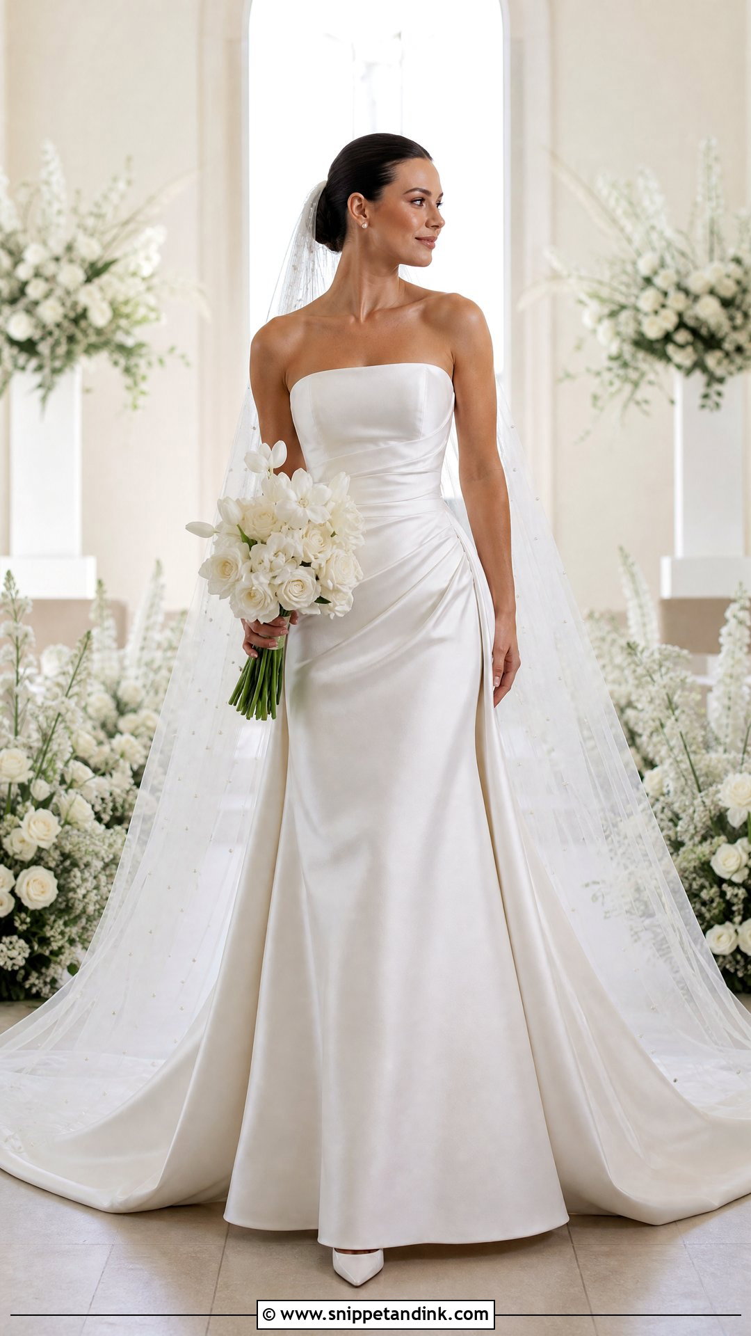 Hera Couture Satin Gown With Pearl Veil - Snippet and Ink - 20 Hera Couture Ideas