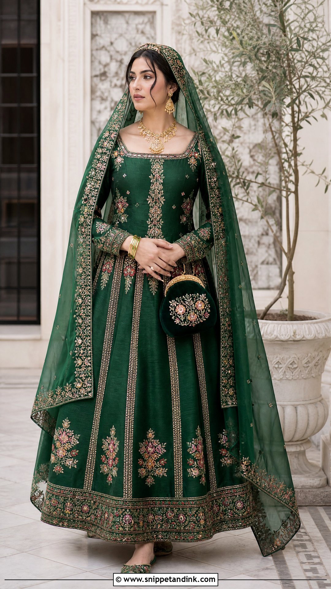 Herati Embroidered Afghan Wedding Dress - Snippet and Ink - 20 Traditional Afghan Wedding Dress Ideas