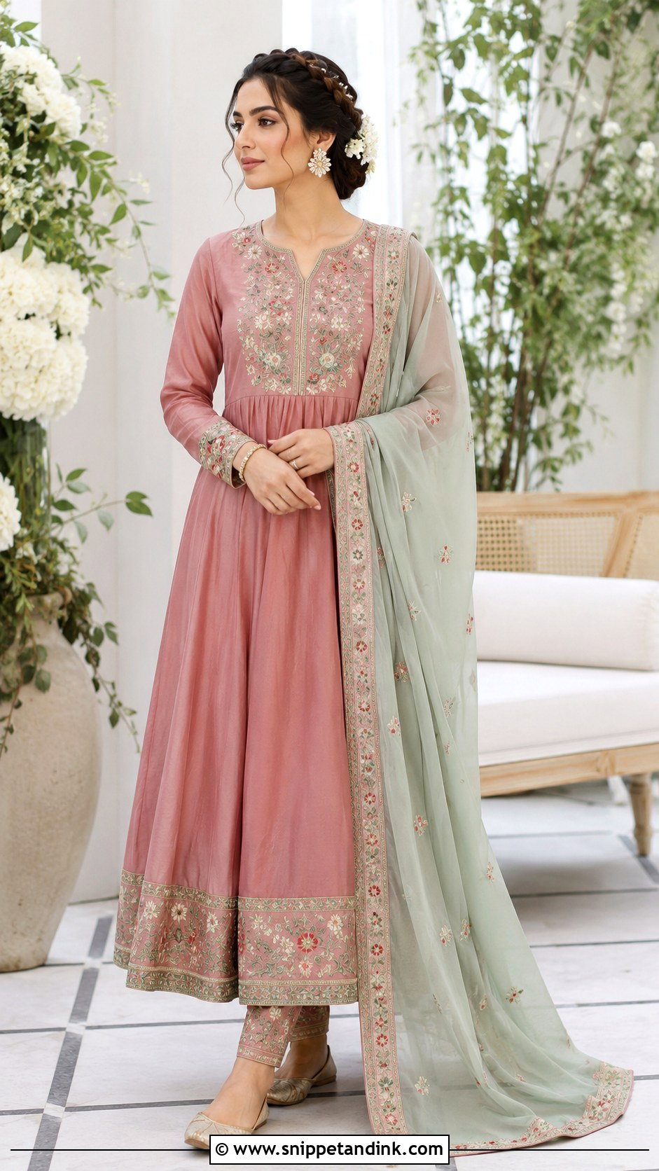 Herati Inspired Afghan Bridal Dress With Floral Embroidery - Snippet and Ink - 20 Afghan Bridal Dress Ideas