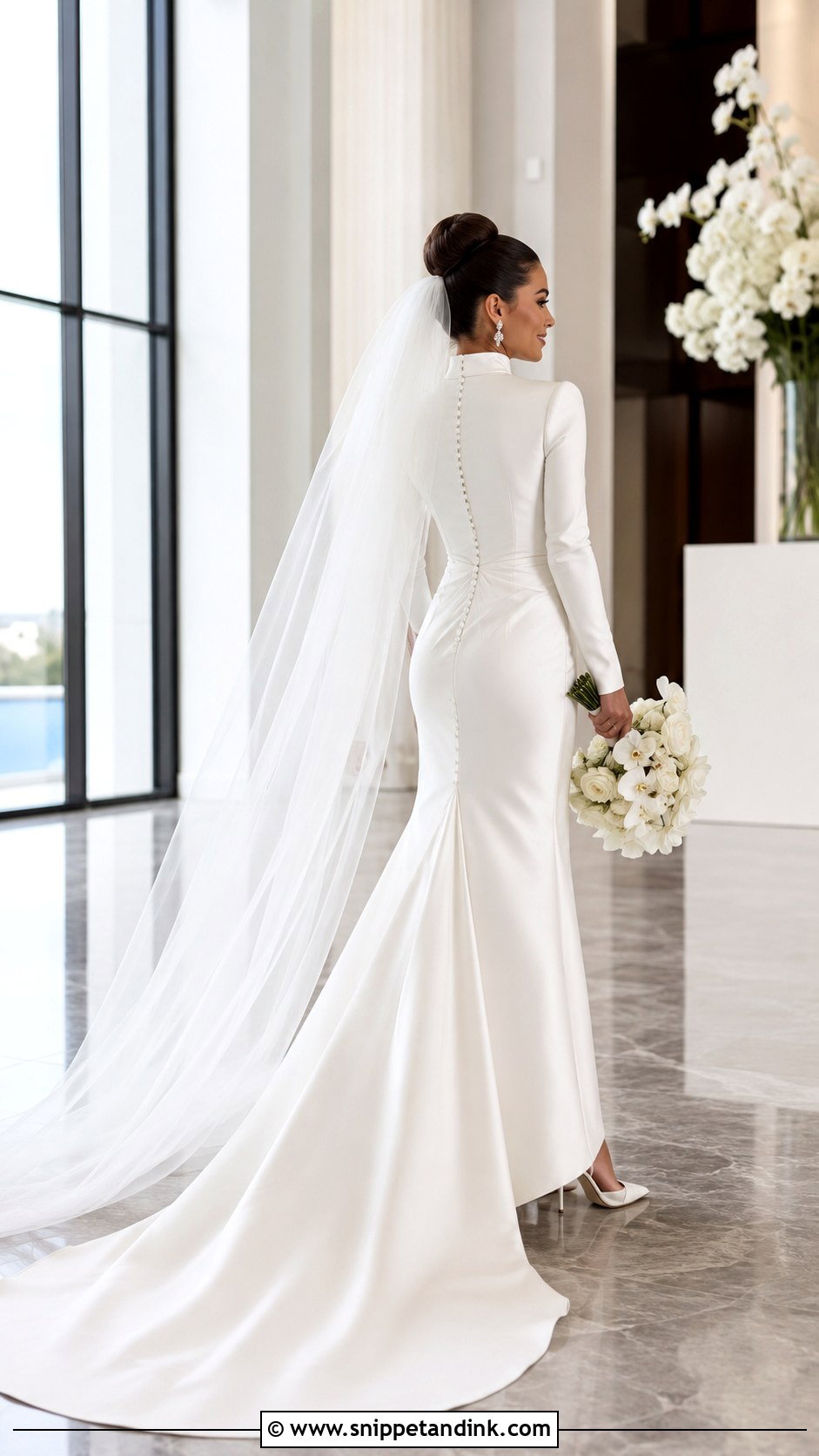 High Bun With Veil Underneath - Snippet and Ink - 20 Bun with Veil Ideas