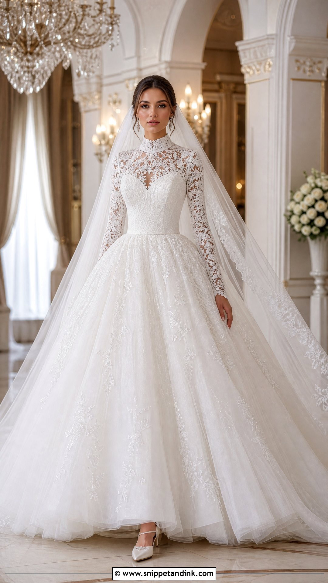 High Collar Ball Gown Wedding Dress - Snippet and Ink - 25 High Collar Wedding Dress Ideas