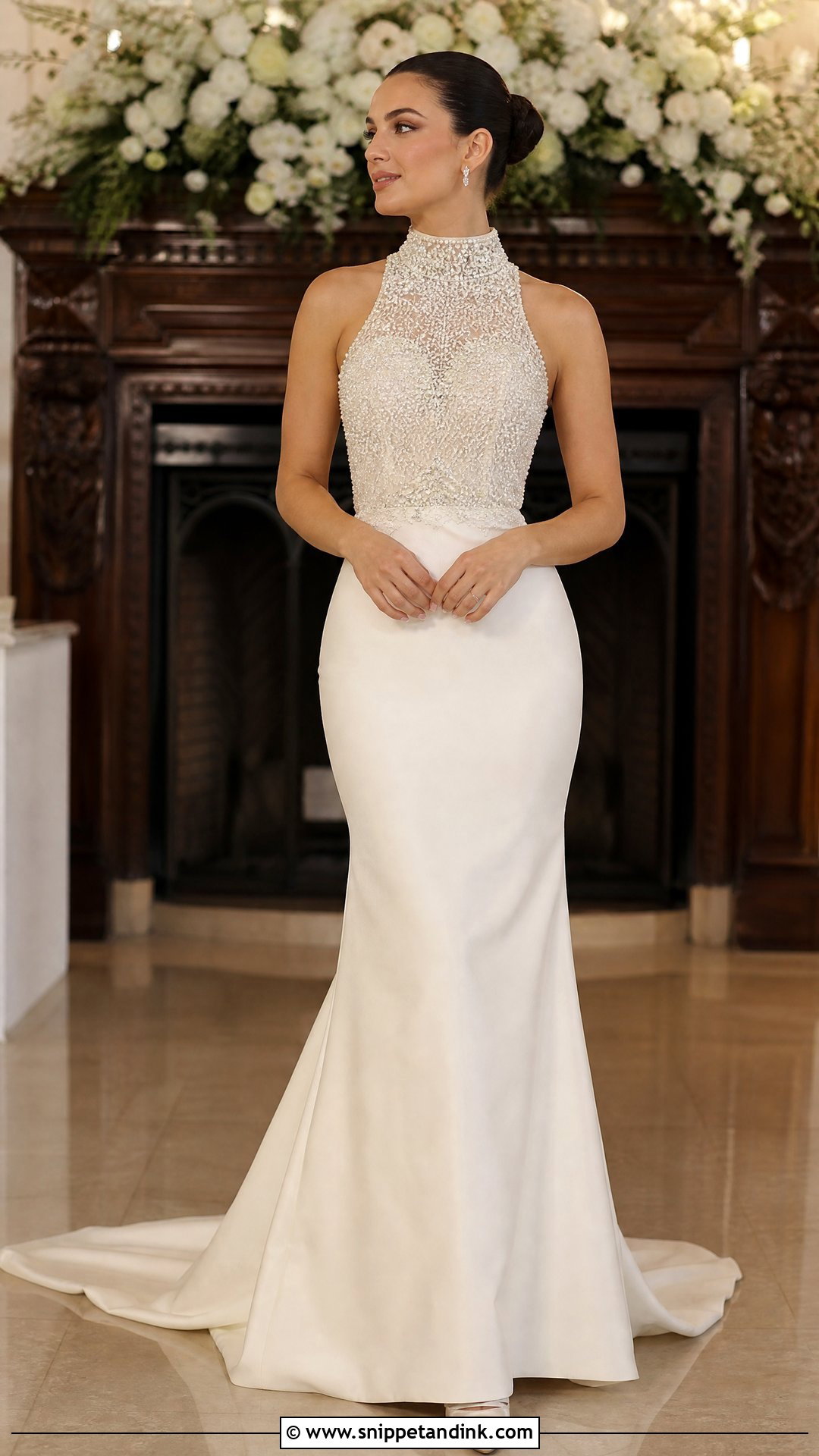 High Collar Beaded Wedding Dress - Snippet and Ink - 25 High Collar Wedding Dress Ideas