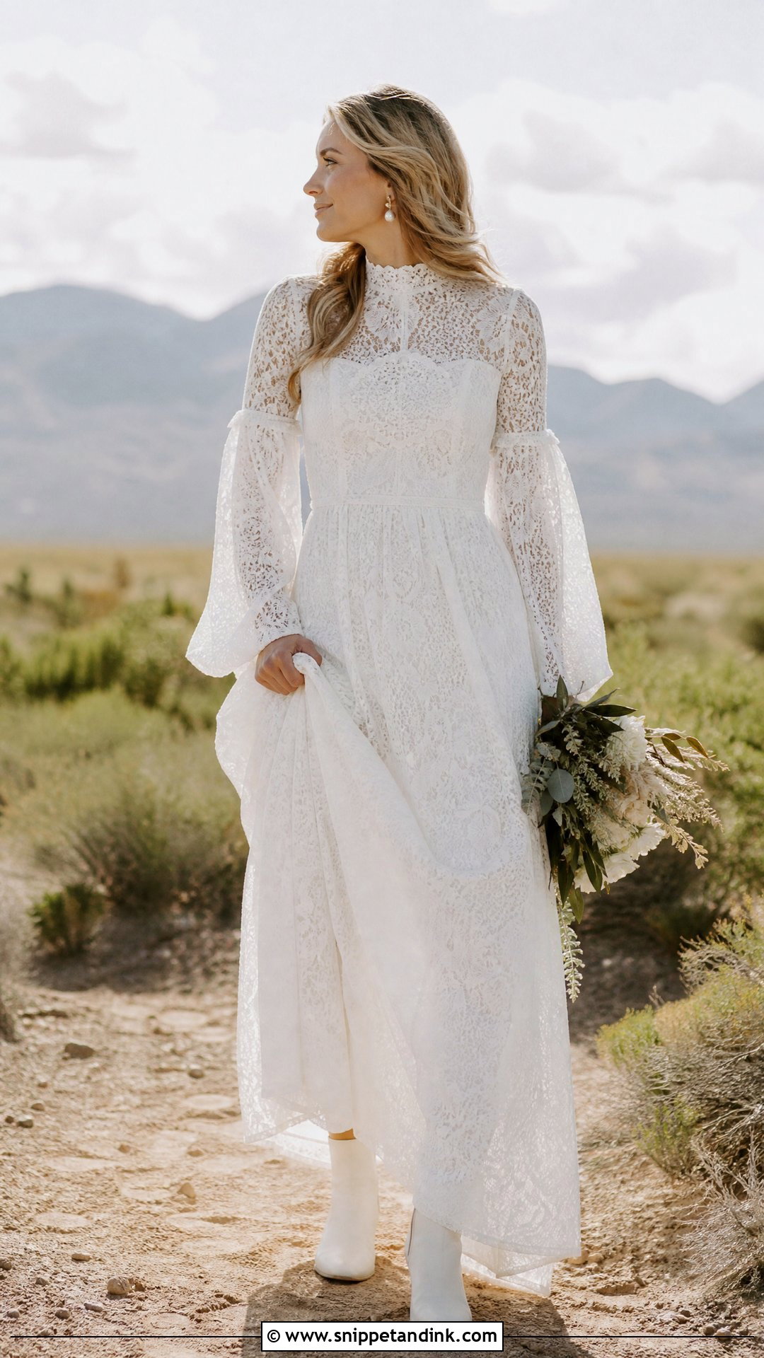 High Collar Boho Wedding Dress - Snippet and Ink - 25 High Collar Wedding Dress Ideas