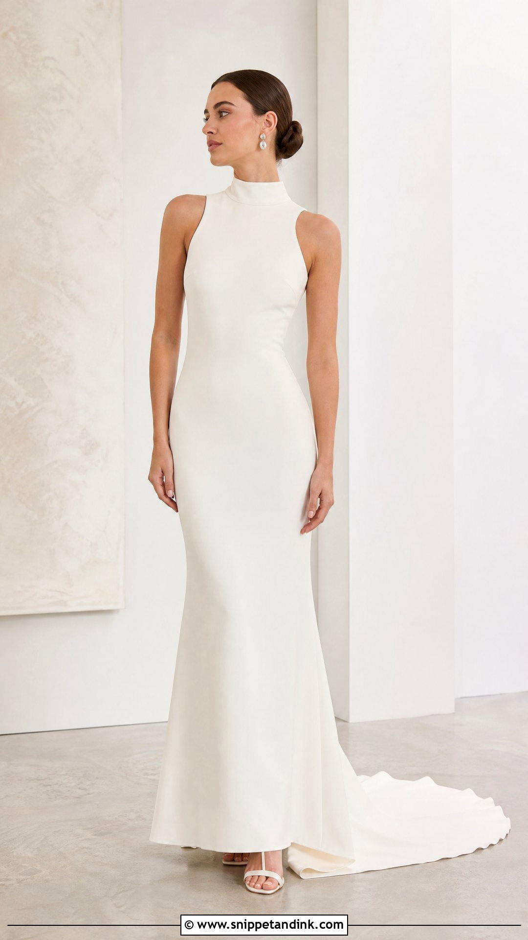 High Collar Minimalist Wedding Dress - Snippet and Ink - 25 High Collar Wedding Dress Ideas