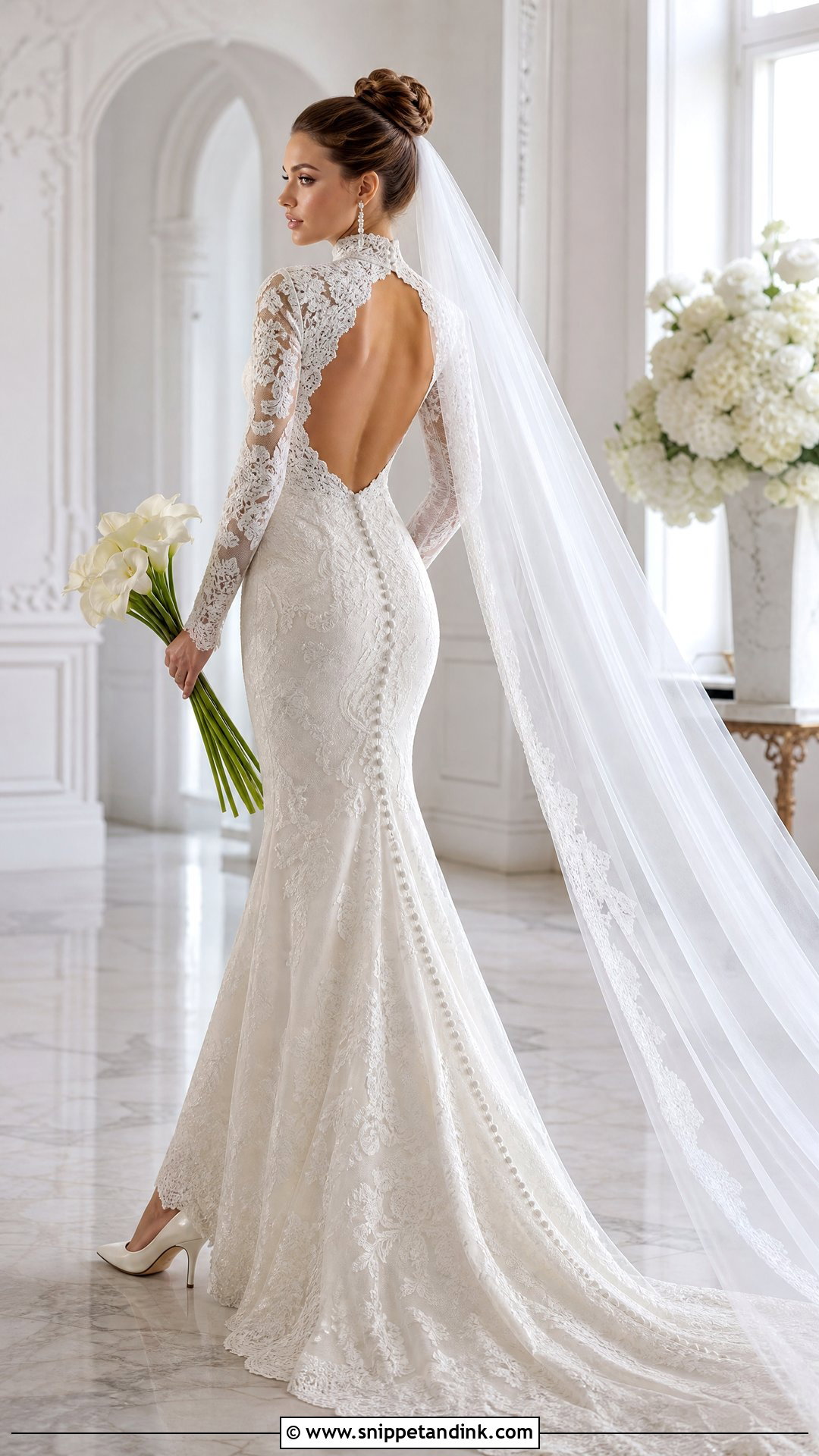 High Collar Open Back Wedding Dress - Snippet and Ink - 20 Wedding Dress with Collar Ideas