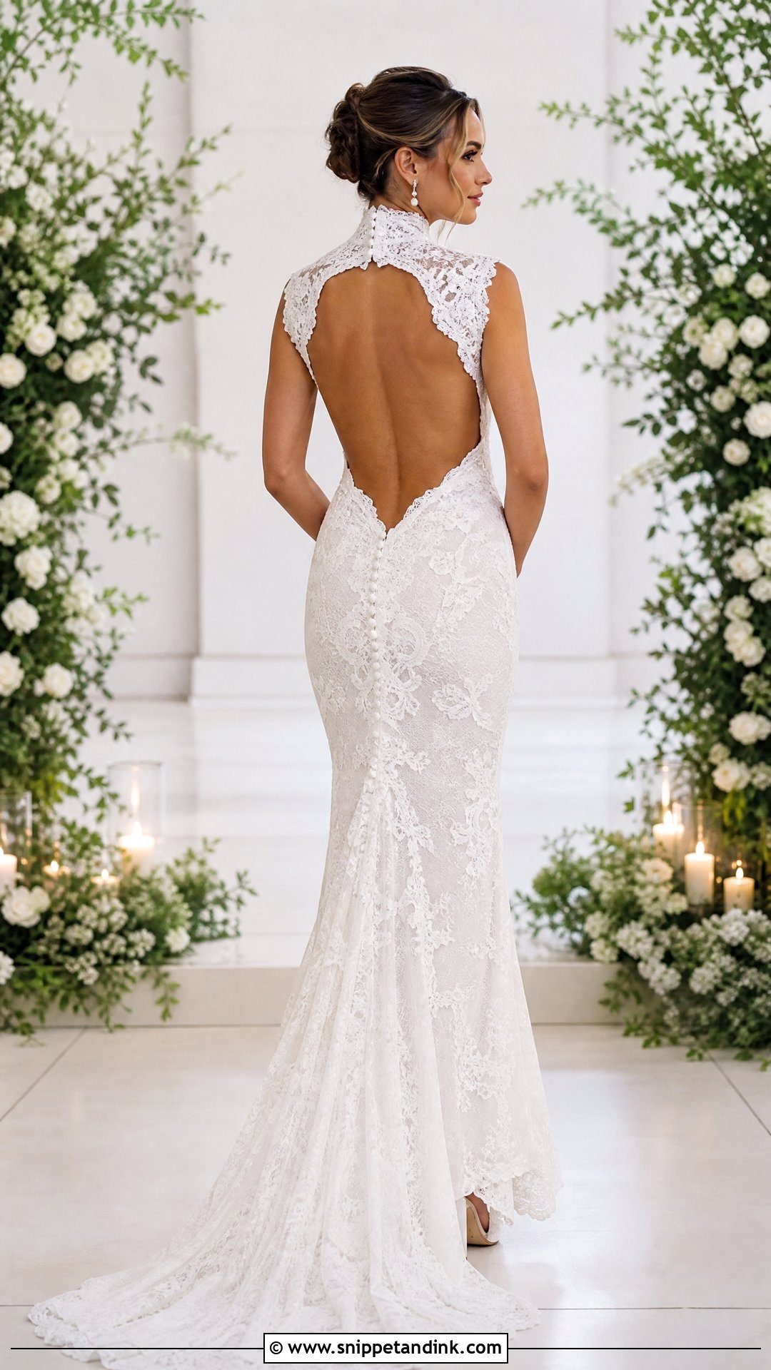 High Collar Open Back Wedding Dress - Snippet and Ink - 25 High Collar Wedding Dress Ideas