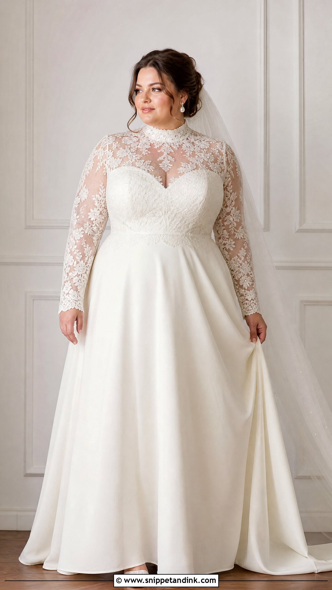 High Collar Plus Size Wedding Dress - Snippet and Ink - 25 High Collar Wedding Dress Ideas