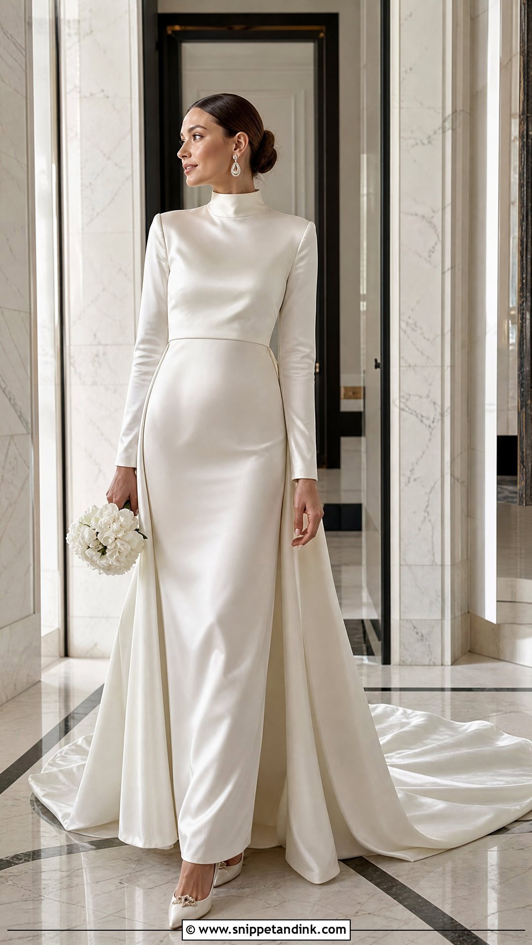 High Collar Satin Wedding Dress - Snippet and Ink - 25 High Collar Wedding Dress Ideas