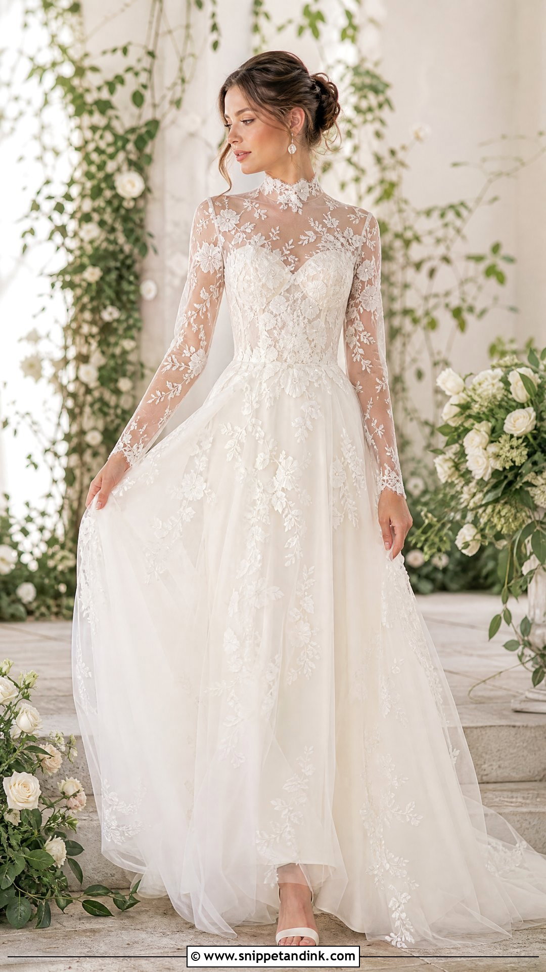 High Collar Sheer Wedding Dress - Snippet and Ink - 25 High Collar Wedding Dress Ideas