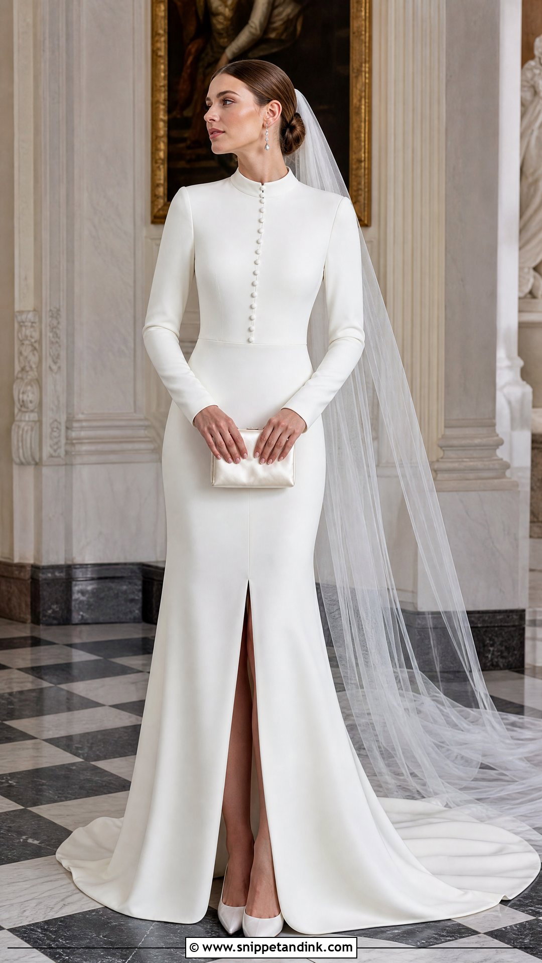 High Collar Shirt Wedding Dress - Snippet and Ink - 20 Shirt Wedding Dress Ideas