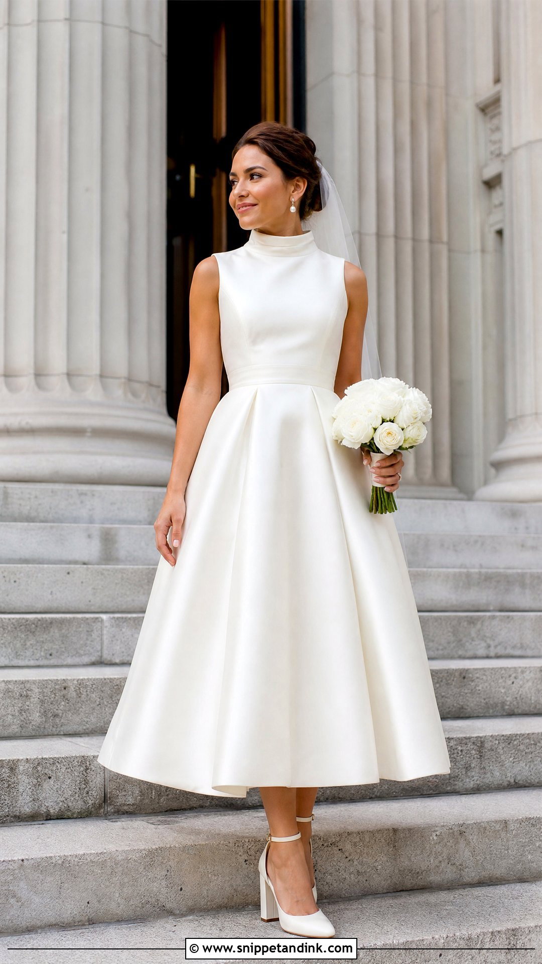 High Collar Tea Length Wedding Dress - Snippet and Ink - 25 High Collar Wedding Dress Ideas