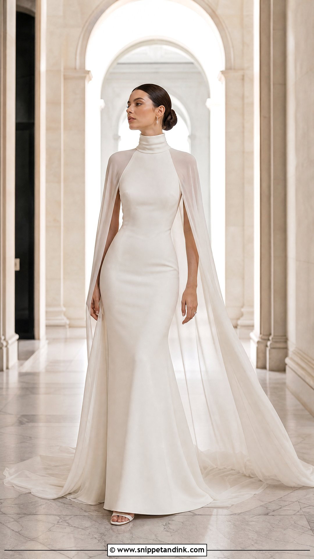 High Collar Wedding Dress With Cape - Snippet and Ink - 25 High Collar Wedding Dress Ideas