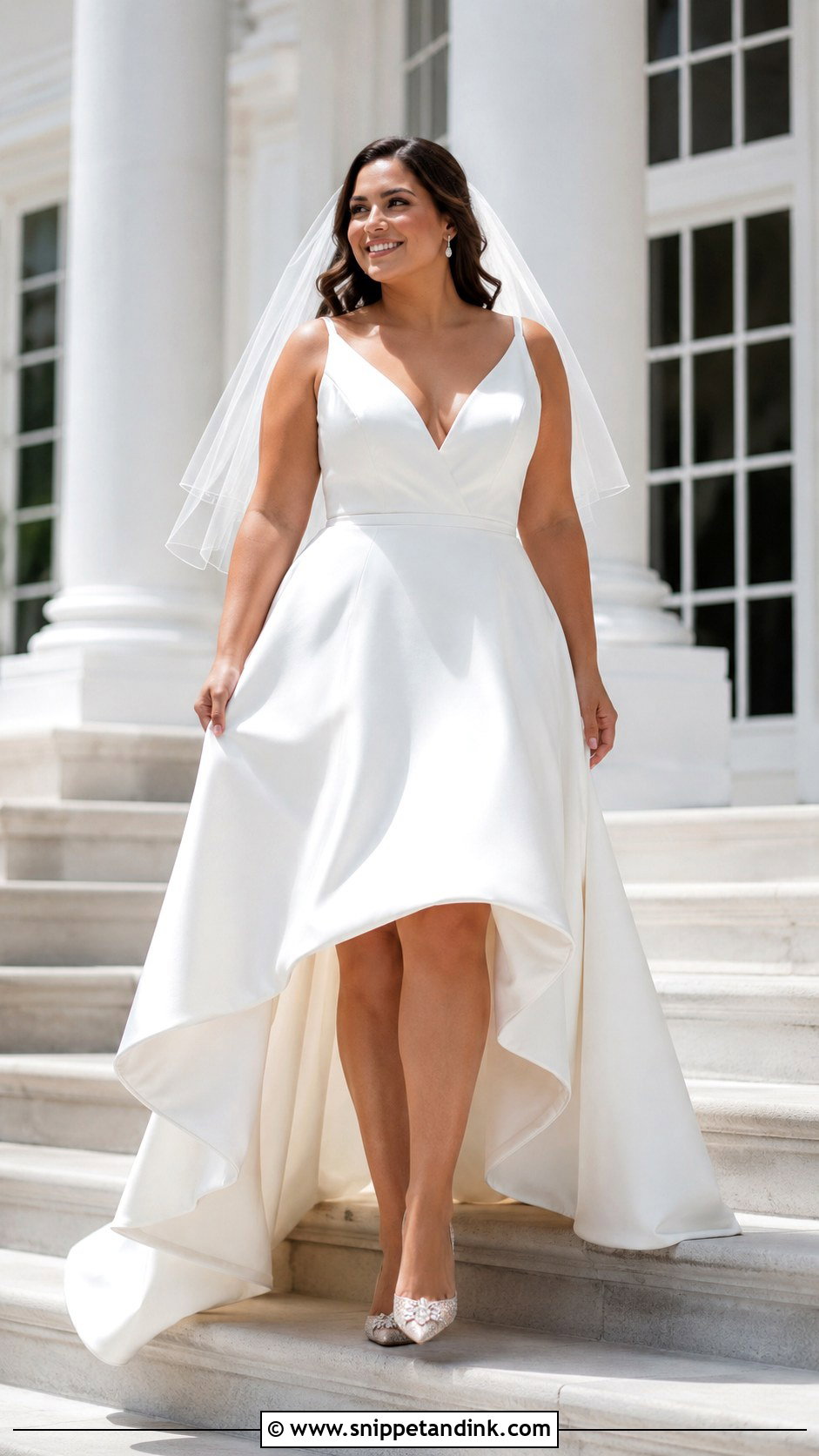 High Low A Line Wedding Dress - Snippet and Ink - 20 Apple Shape Wedding Dress Ideas