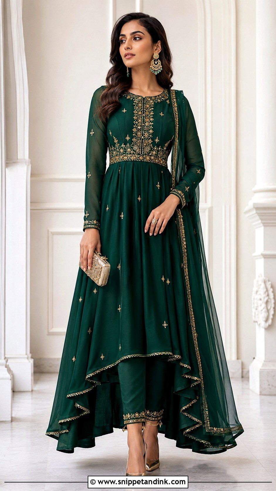 High Low Anarkali Dress With Cigarette Pants - Snippet and Ink - 20 Grand Anarkali Dress Ideas