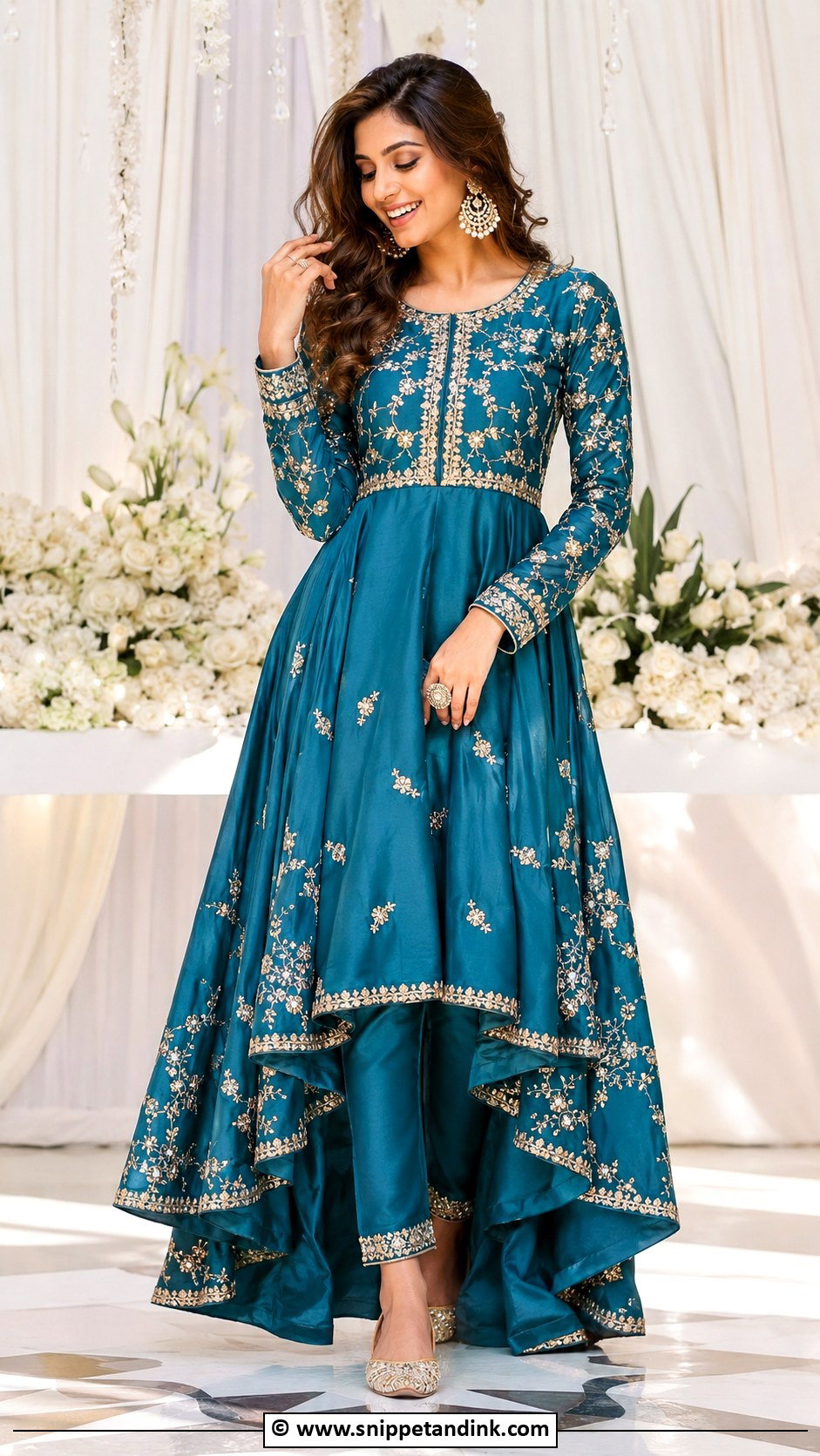 High Low Anarkali For Sangeet Night - Snippet and Ink - 35 Sangeet Night Outfit Ideas