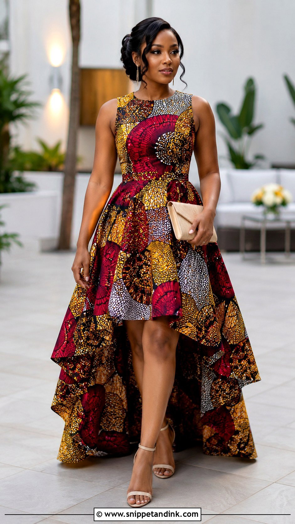 High Low Ankara Flared Gown - Snippet and Ink - 20 Ankara Fled Gown Ideas