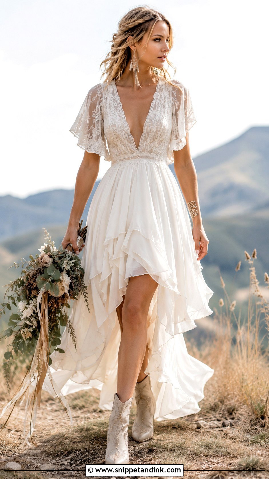 High Low Boho Elopement Dress - Snippet and Ink - 20 Boho Elopement Dress Ideas