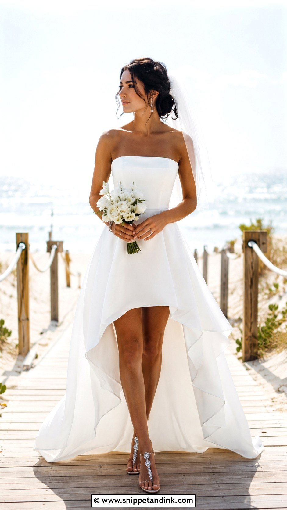High Low Bridal Beach Dress - Snippet and Ink - 20 Bridal Beach Outfit Ideas