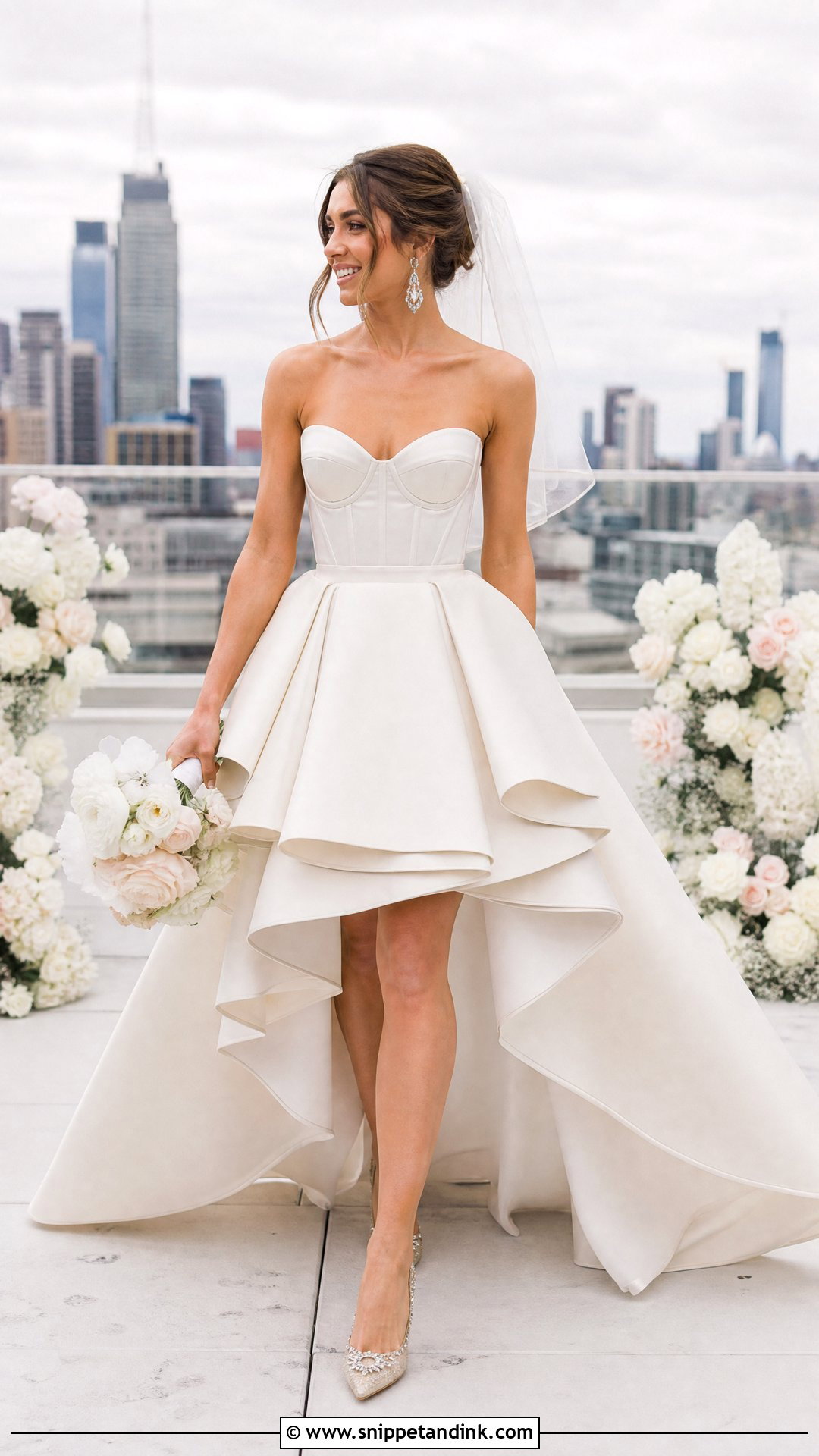 High Low Bridal Skirt With Bustier Top - Snippet and Ink - 20 Bridal Skirts Ideas