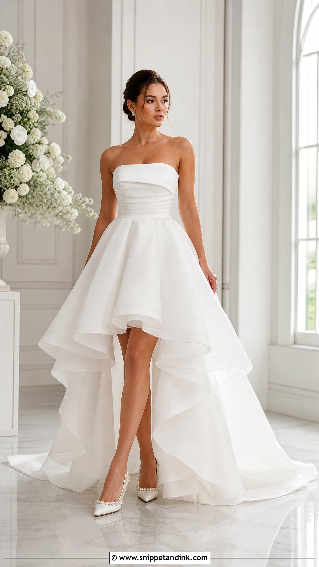 High Low Bridal Skirt With Strapless Top - Snippet and Ink - 20 Bridal Skirt Ideas