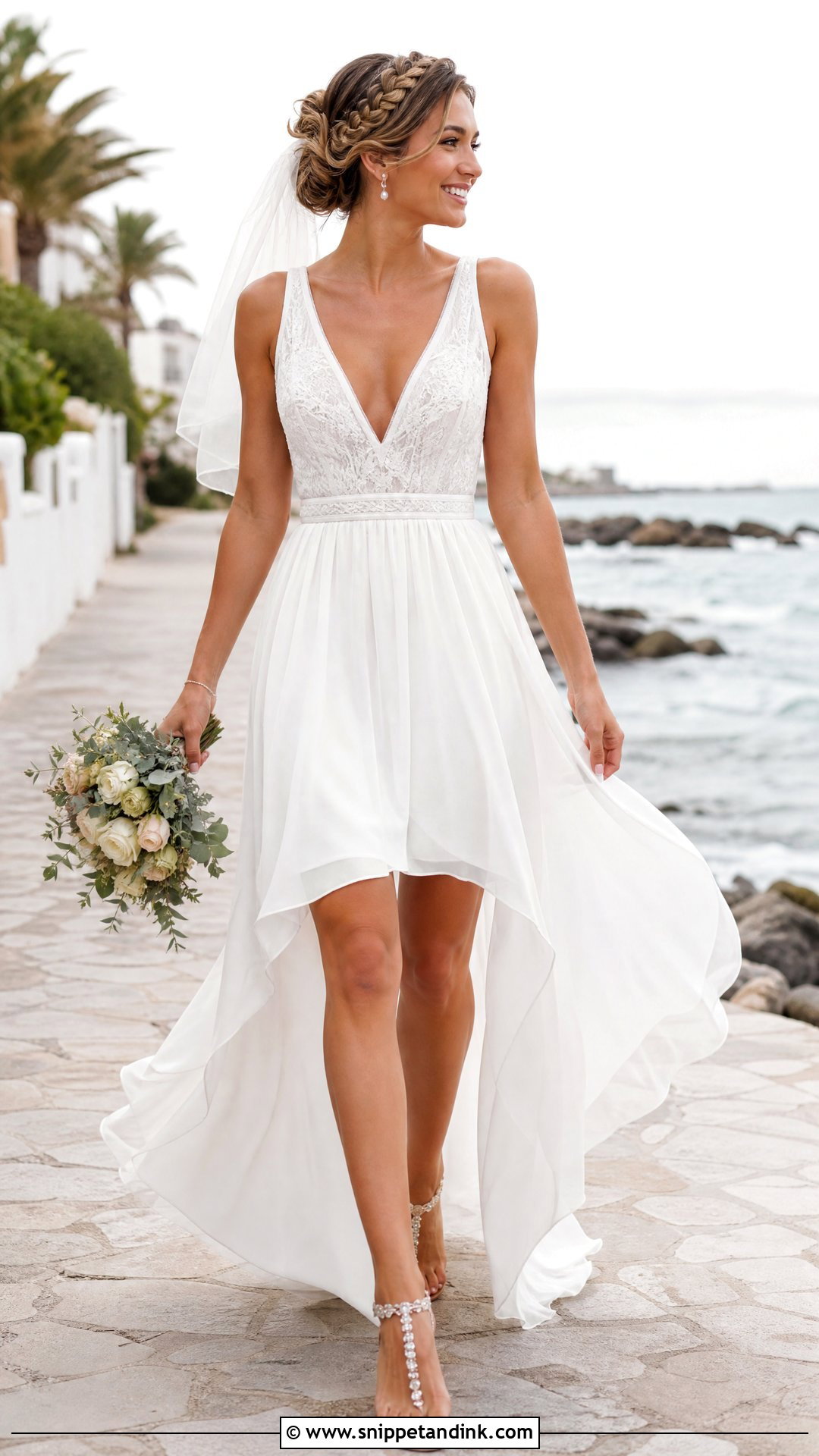 High Low Chiffon Beach Wedding Dress - Snippet and Ink - 20 Short Beach Wedding Dresses