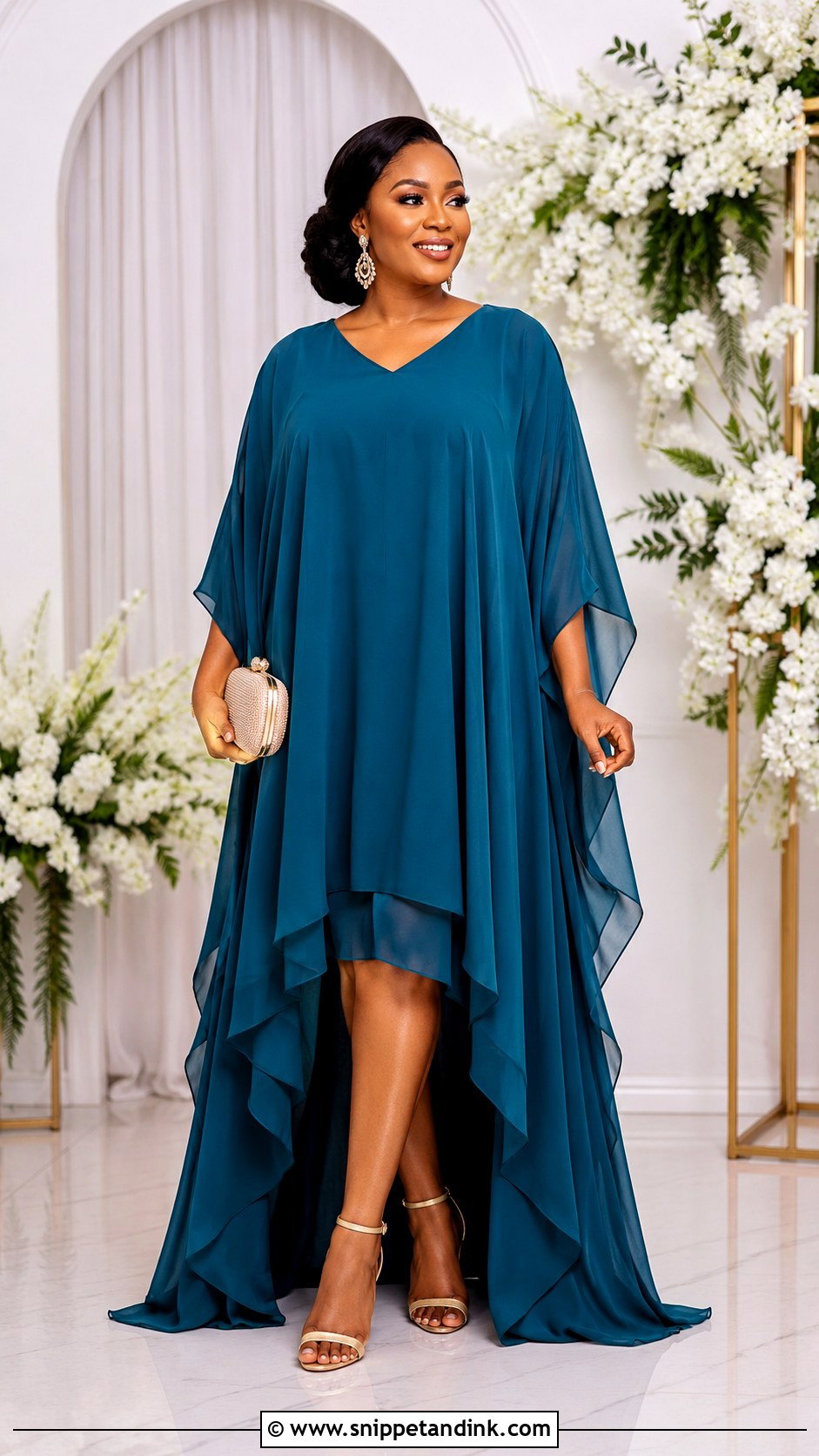 High Low Chiffon Bubu Gown With Ankle Strap Heels - Snippet and Ink - 25 Bubu Gown Styles Chiffon