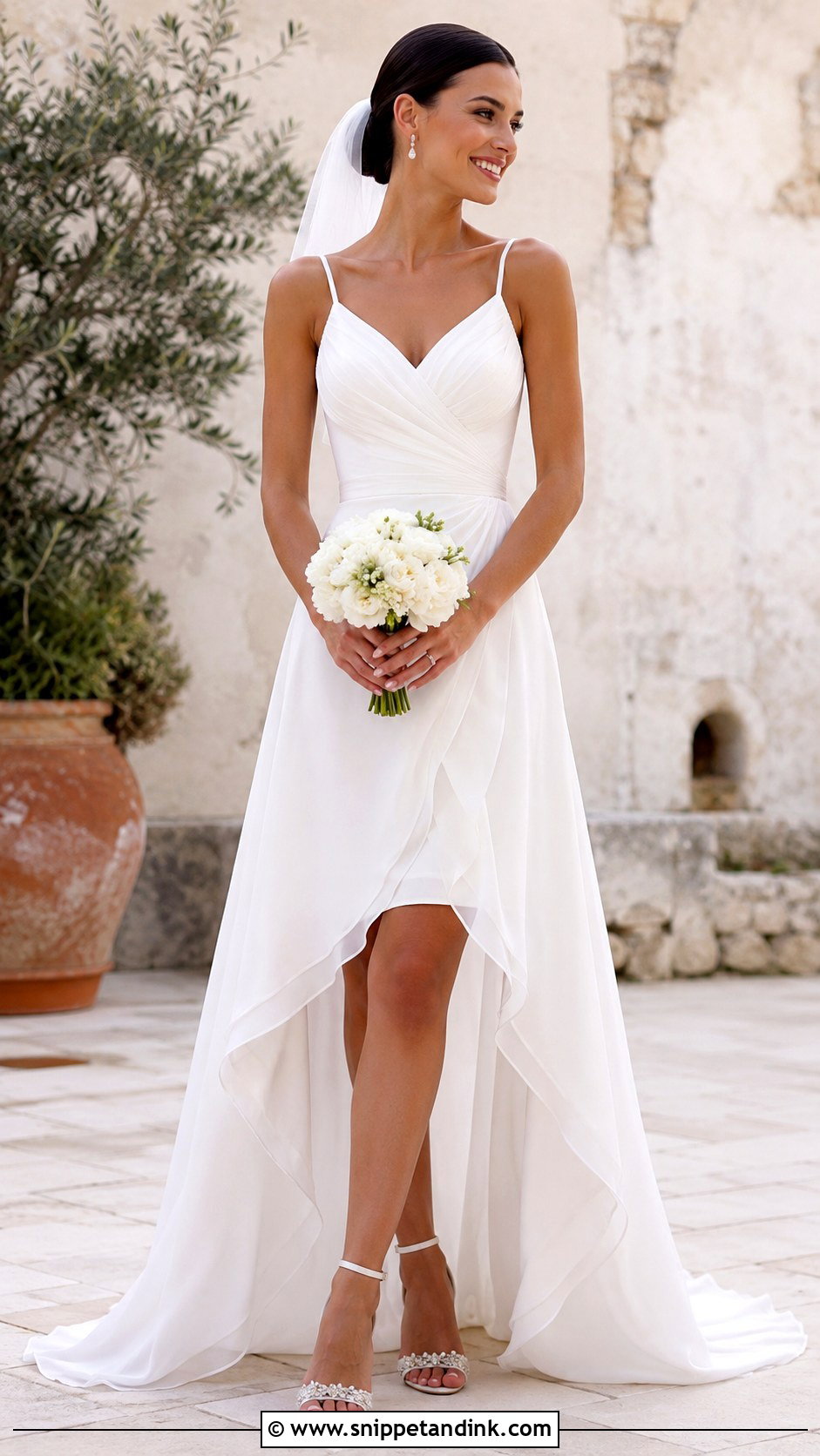 High Low Chiffon Wedding Dress - Snippet and Ink - 20 Flowy Chiffon Wedding Dress Ideas