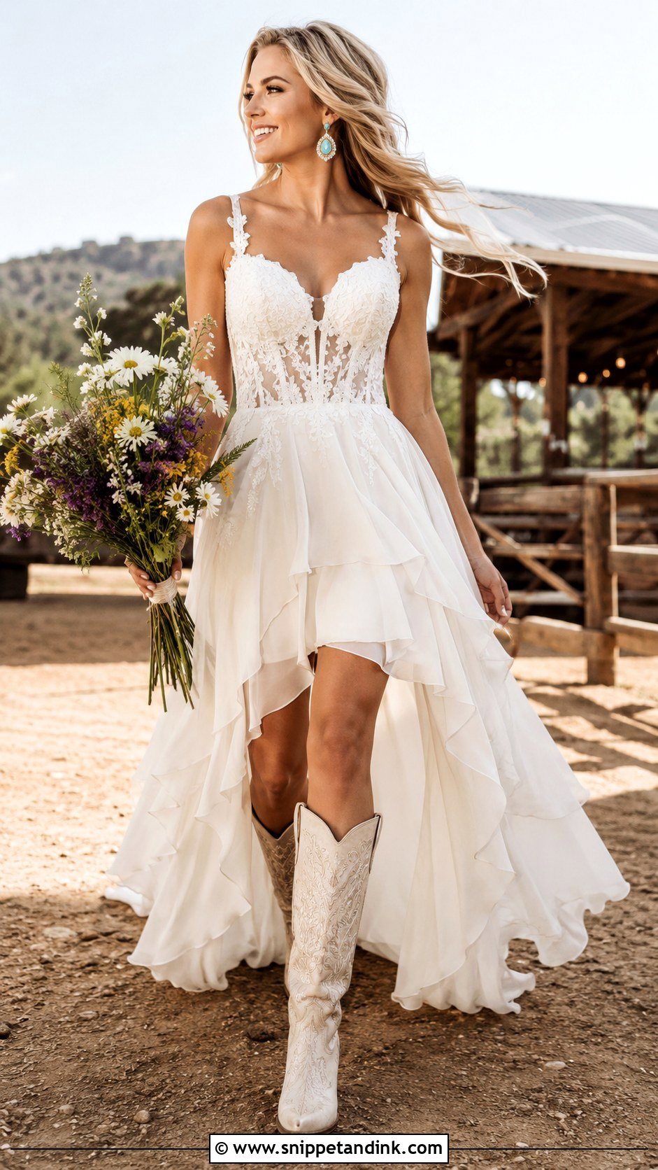 High Low Cowboy Wedding Dress - Snippet and Ink - 20 Cowboy Wedding Dress Ideas