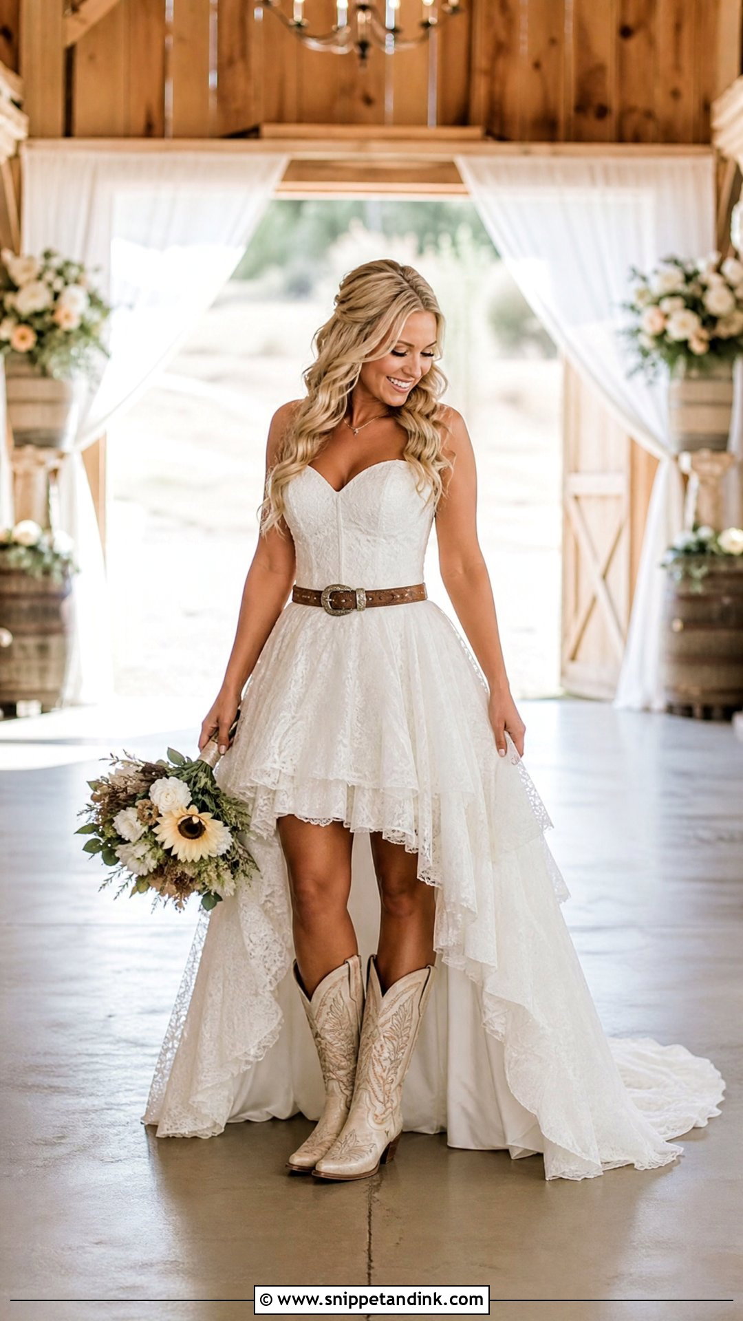 High Low Cowgirl Wedding Dress With Boots - Snippet and Ink - 25 Cowgirl Wedding Dress with Boots Ideas