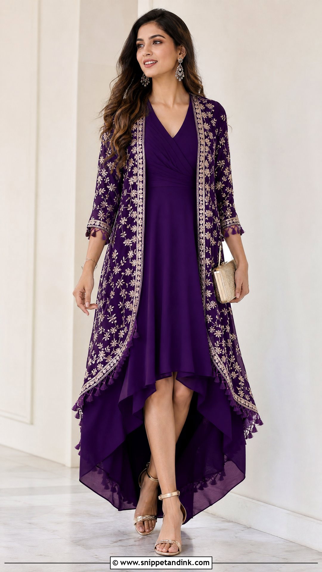 High Low Dress With Tassel Shrug - Snippet and Ink - 20 Shrug Dresses Indian Wedding