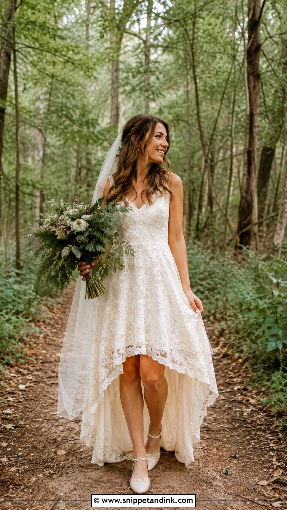 High Low Forest Wedding Dress - Snippet and Ink - 25 Enchanted Forest Wedding Dress Ideas
