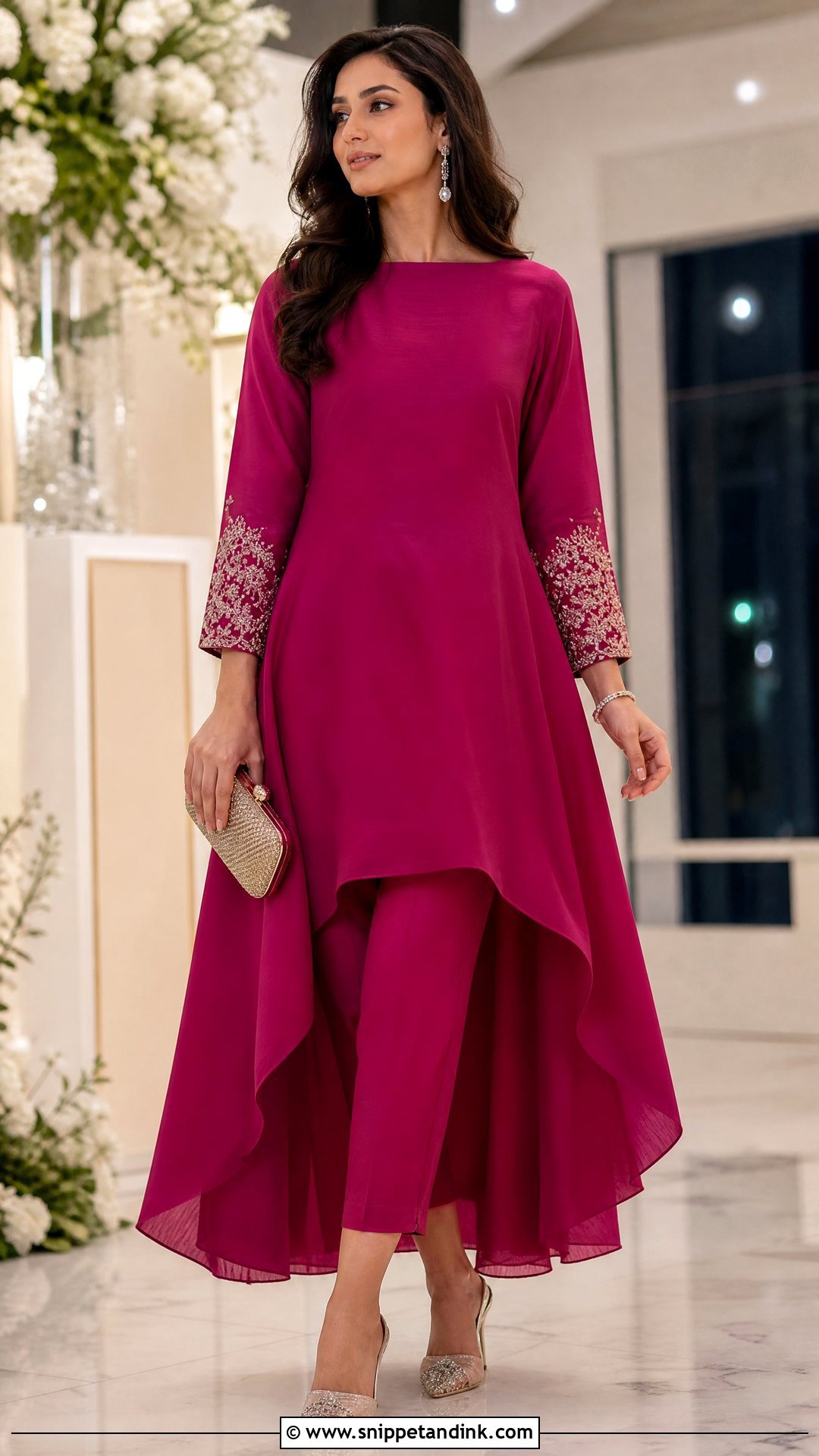 High Low Kurta And Cigarette Pants Indowestern Wedding Outfit - Snippet and Ink - 25 Indowestern Wedding Outfits