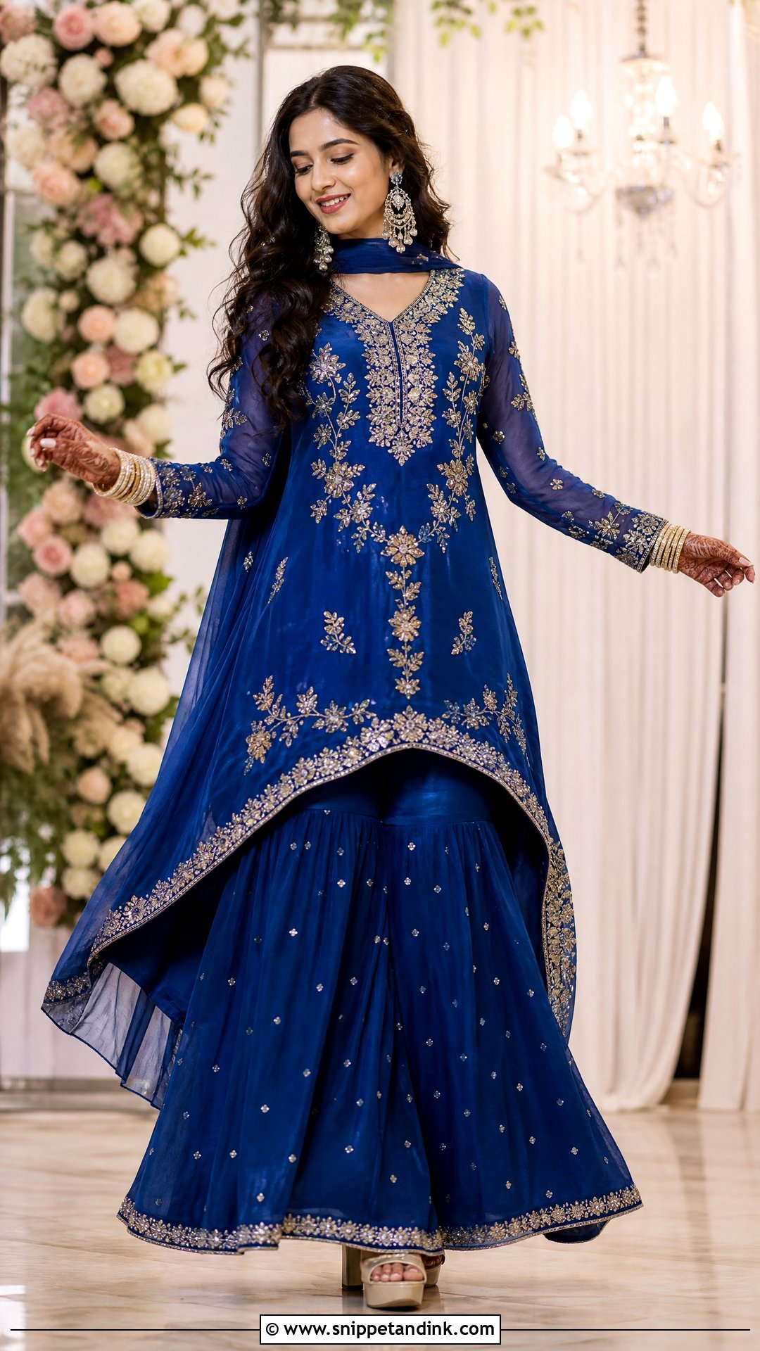 High Low Kurta and Sharara for Sangeet - Snippet and Ink - 20 Sangeet Dress Ideas for Sisters
