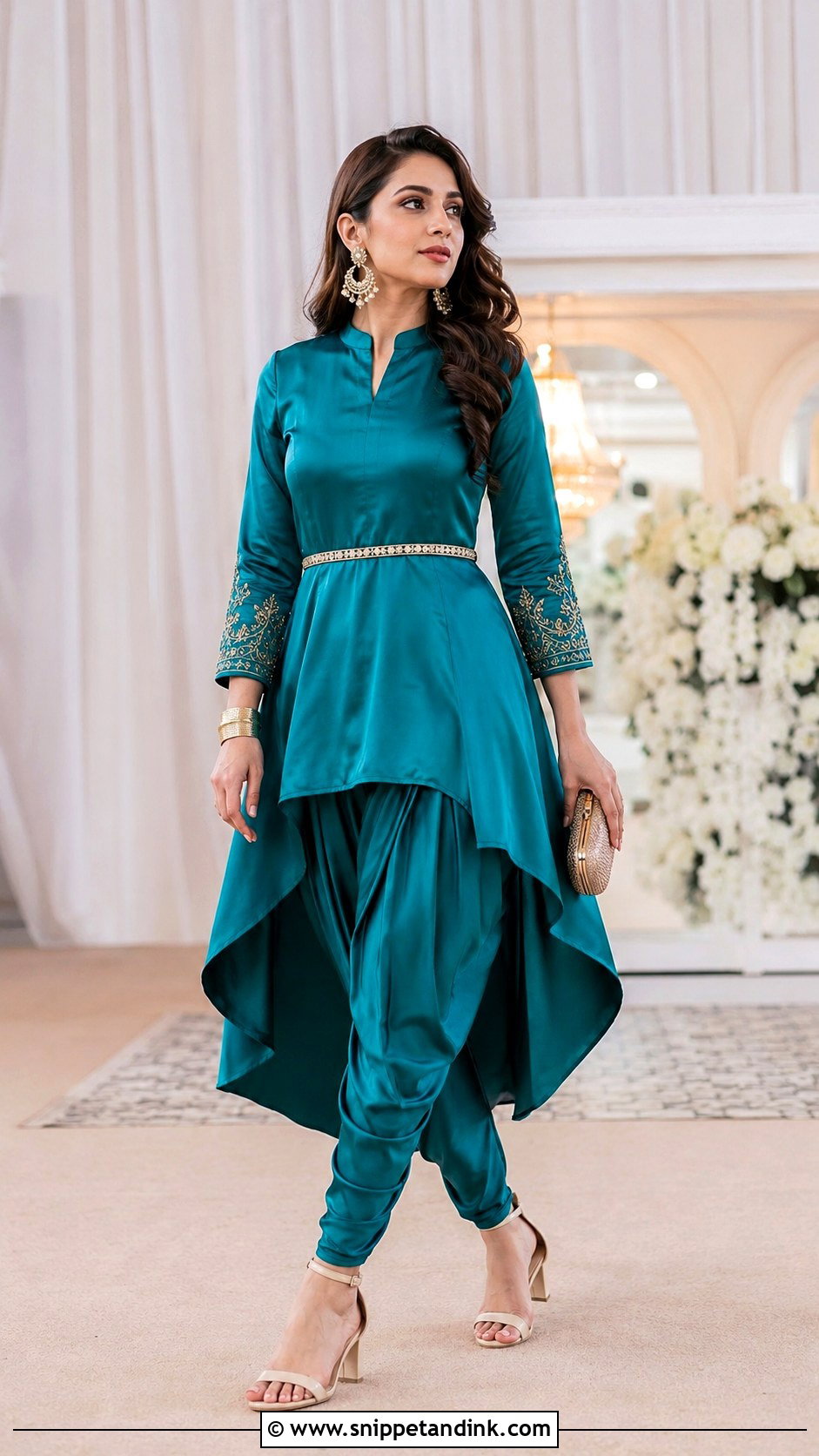 High Low Kurti With Dhoti Pants - Snippet and Ink - 20 Latest Kurti Designs for Wedding