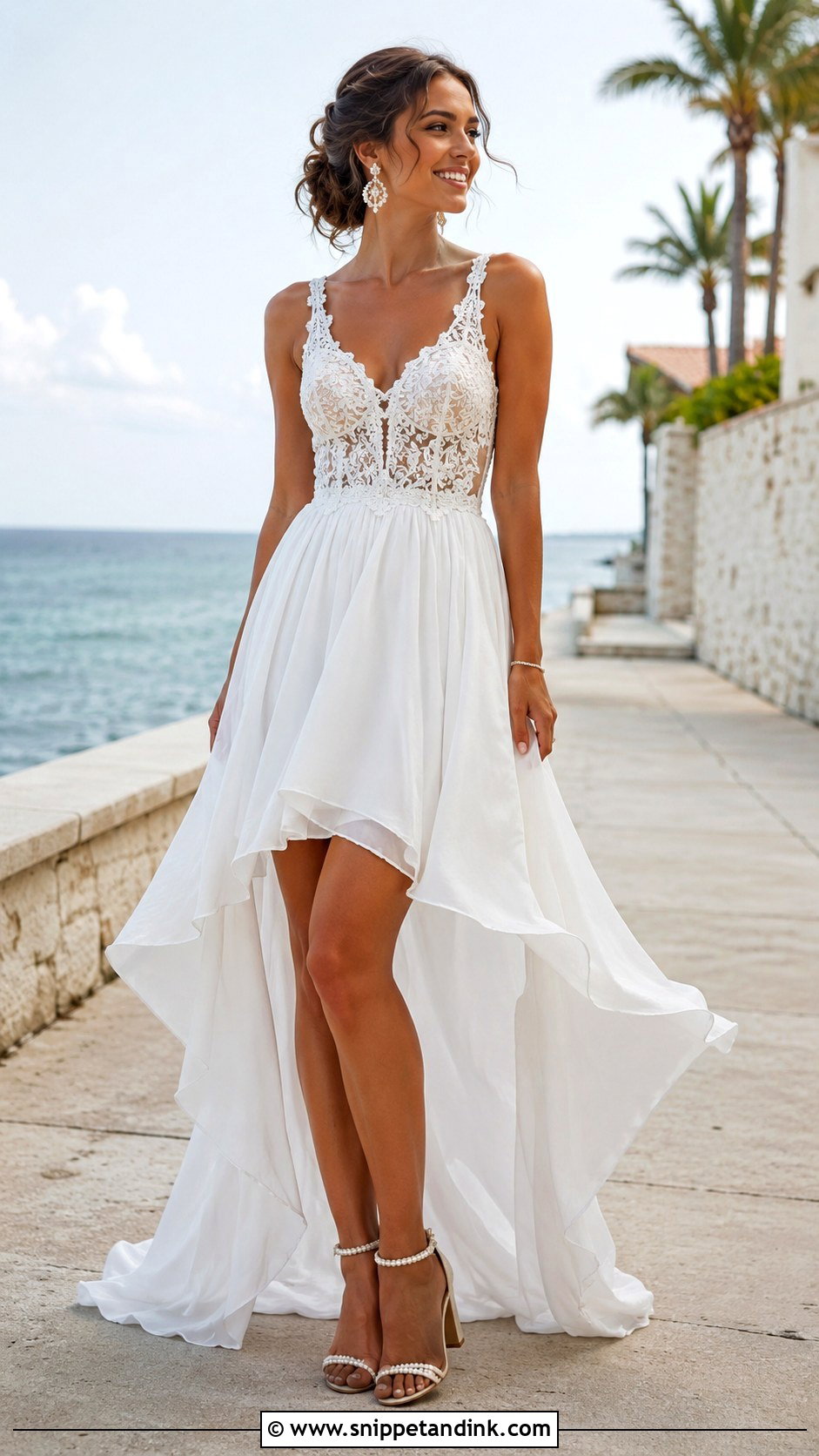 High Low Lace Beach Wedding Dress - Snippet and Ink - 20 Lace Beach Wedding Dress Ideas
