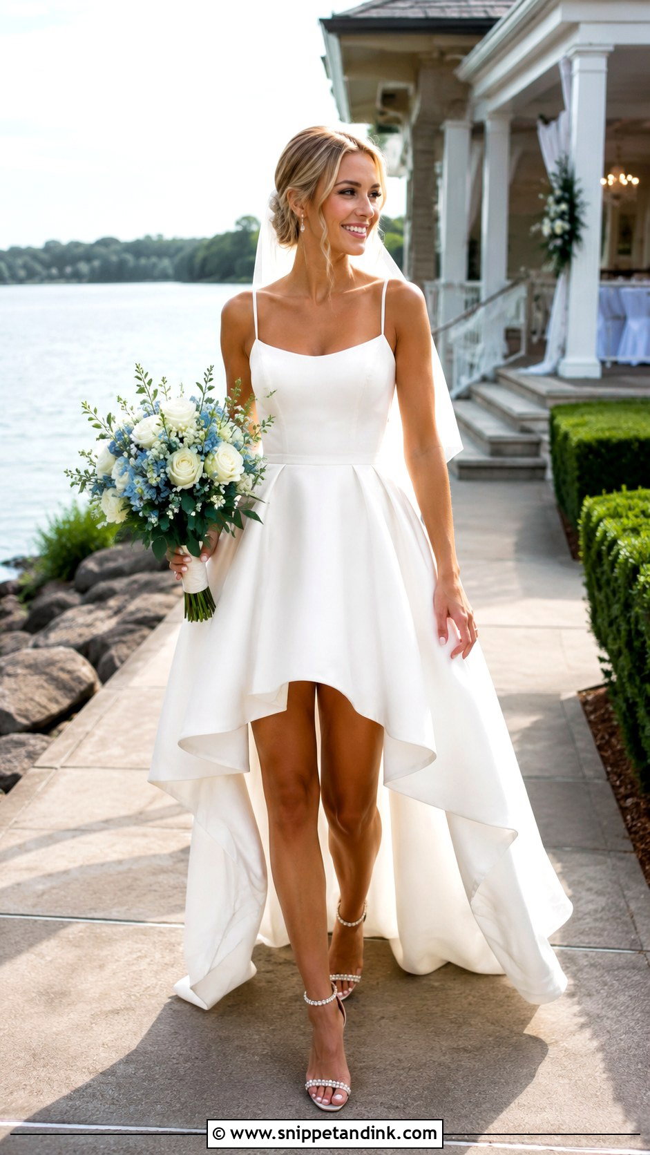 High Low Lake Wedding Dress - Snippet and Ink - 20 Lake Wedding Dress Ideas