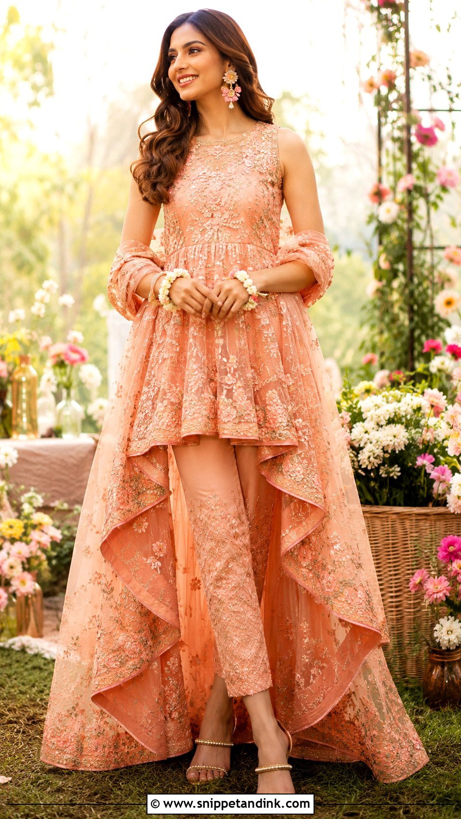 High Low Mehendi Dress - Snippet and Ink - 25 Mehendi Outfit for Bride Ideas