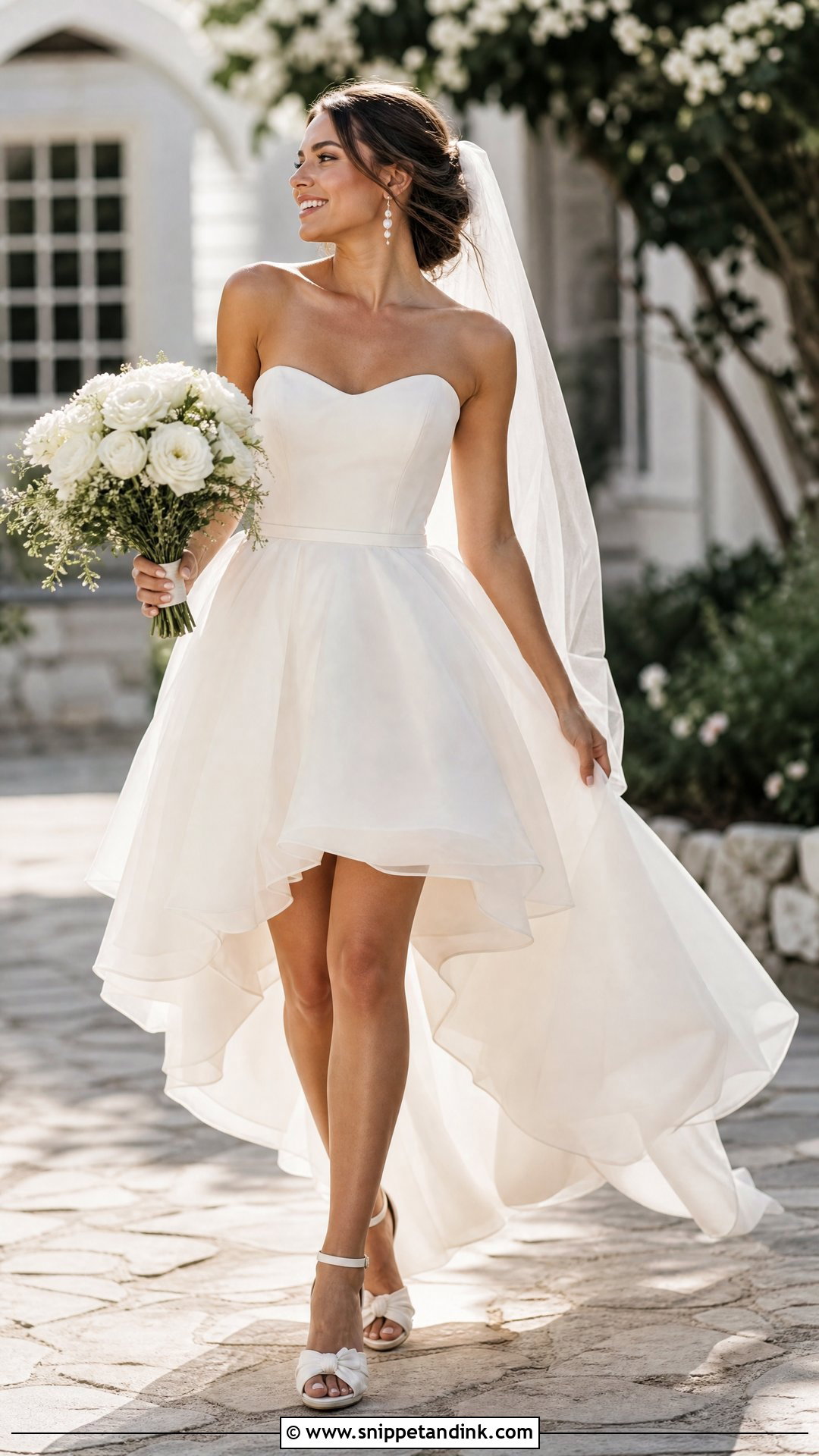 High Low Midi Wedding Dress - Snippet and Ink - 25 Mid Length Wedding Dress Ideas
