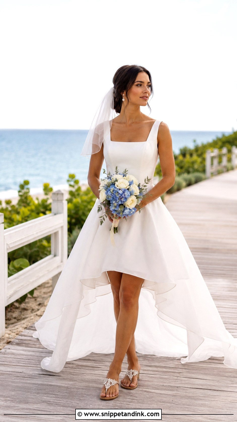 High Low Ocean Wedding Dress - Snippet and Ink - 20 Ocean Wedding Dress Ideas