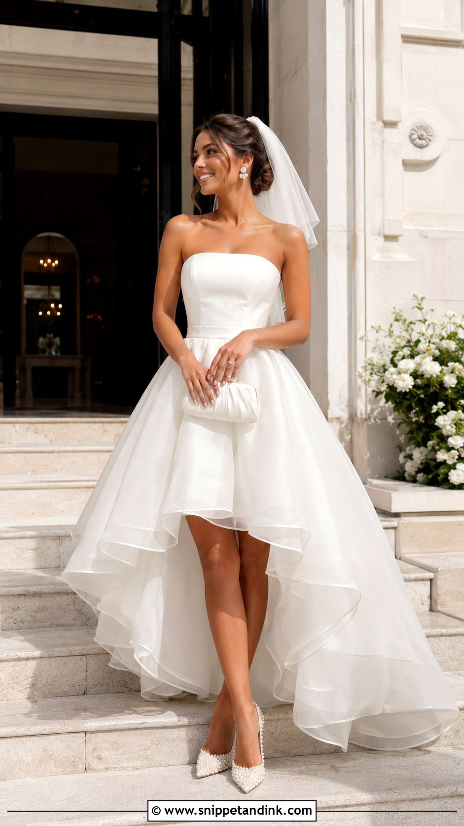 High Low Organza Brunch Wedding Dress - Snippet and Ink - 20 Brunch Wedding Dress Ideas