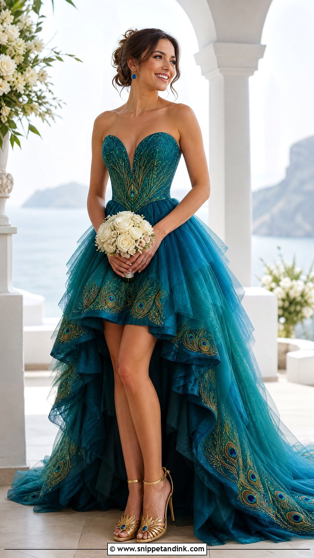 High Low Peacock Wedding Dress - Snippet and Ink - 20 Peacock Wedding Dresses