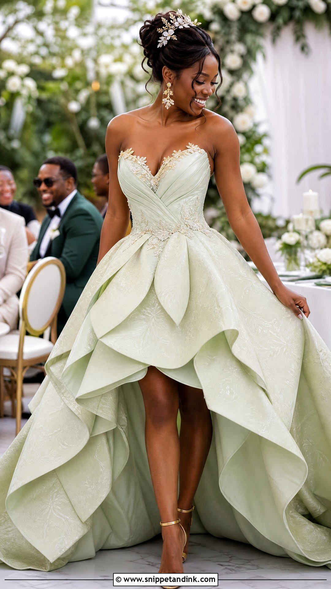 High Low Princess Tiana Reception Dress - Snippet and Ink - 20 Princess Tiana Wedding Dress Ideas