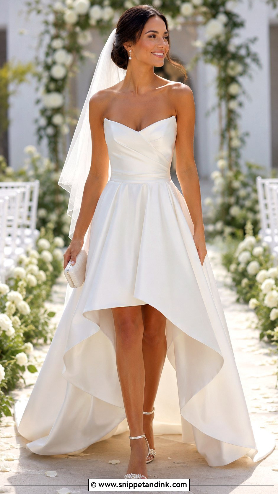 High Low Satin Wedding Gown - Snippet and Ink - 20 Short Wedding Gowns