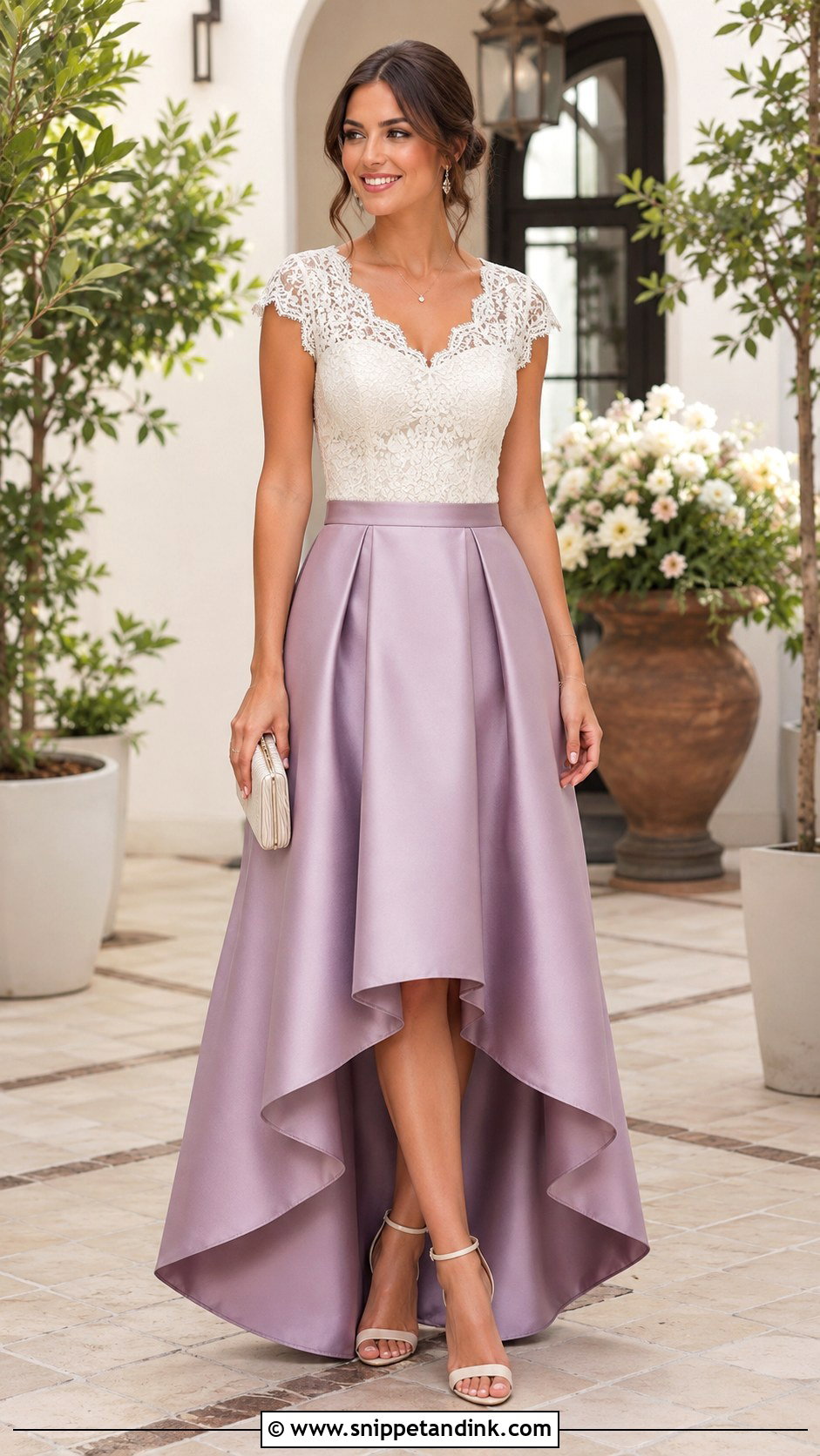 High Low Skirt And Lace Top Wedding Outfit - Snippet and Ink - 25 Wedding Skirt and Top Ideas