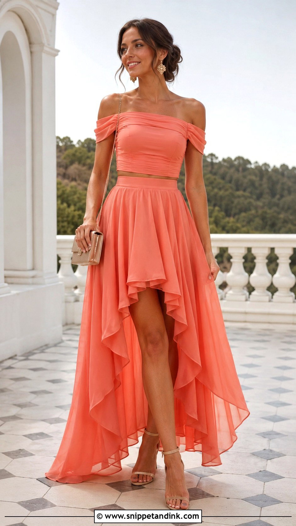 High Low Skirt And Off Shoulder Top For Wedding - Snippet and Ink - 25 Skirt and Top for Wedding Ideas