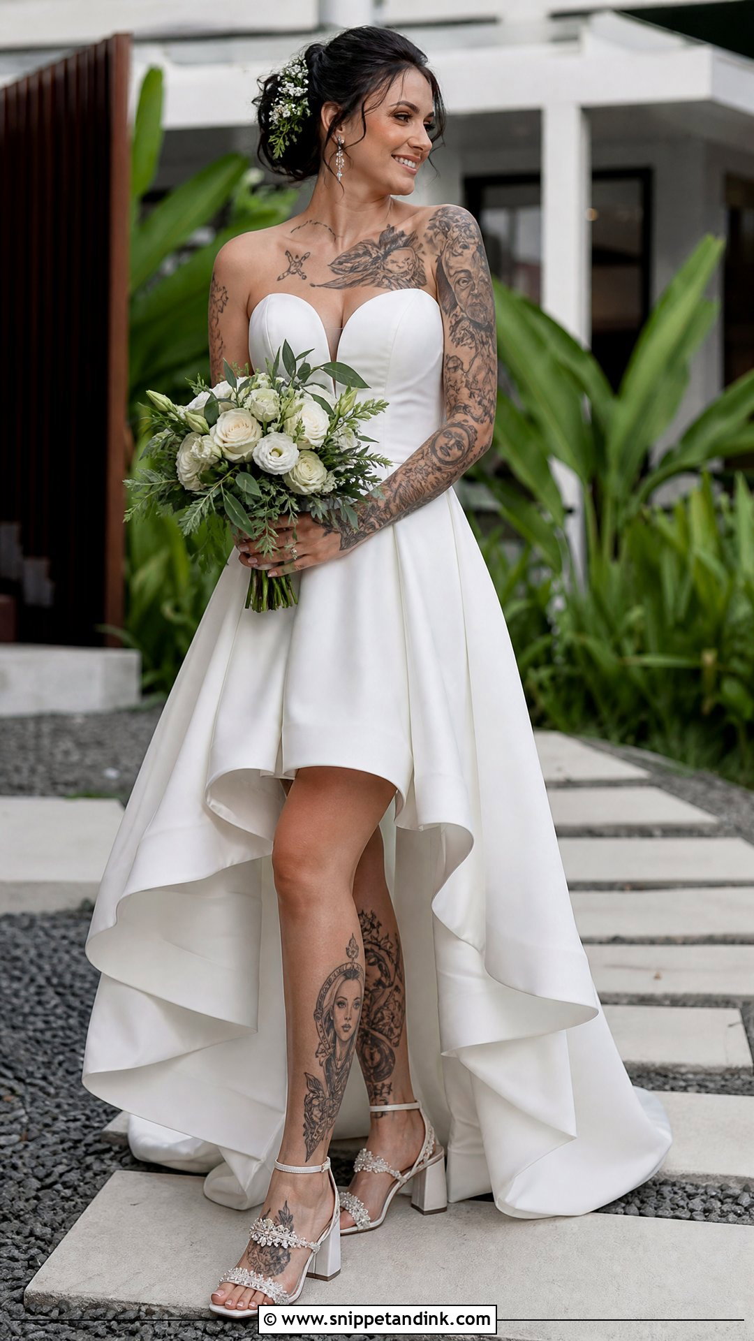 High Low Tattoo Wedding Dress - Snippet and Ink - 20 Tattoos Wedding Dress Ideas