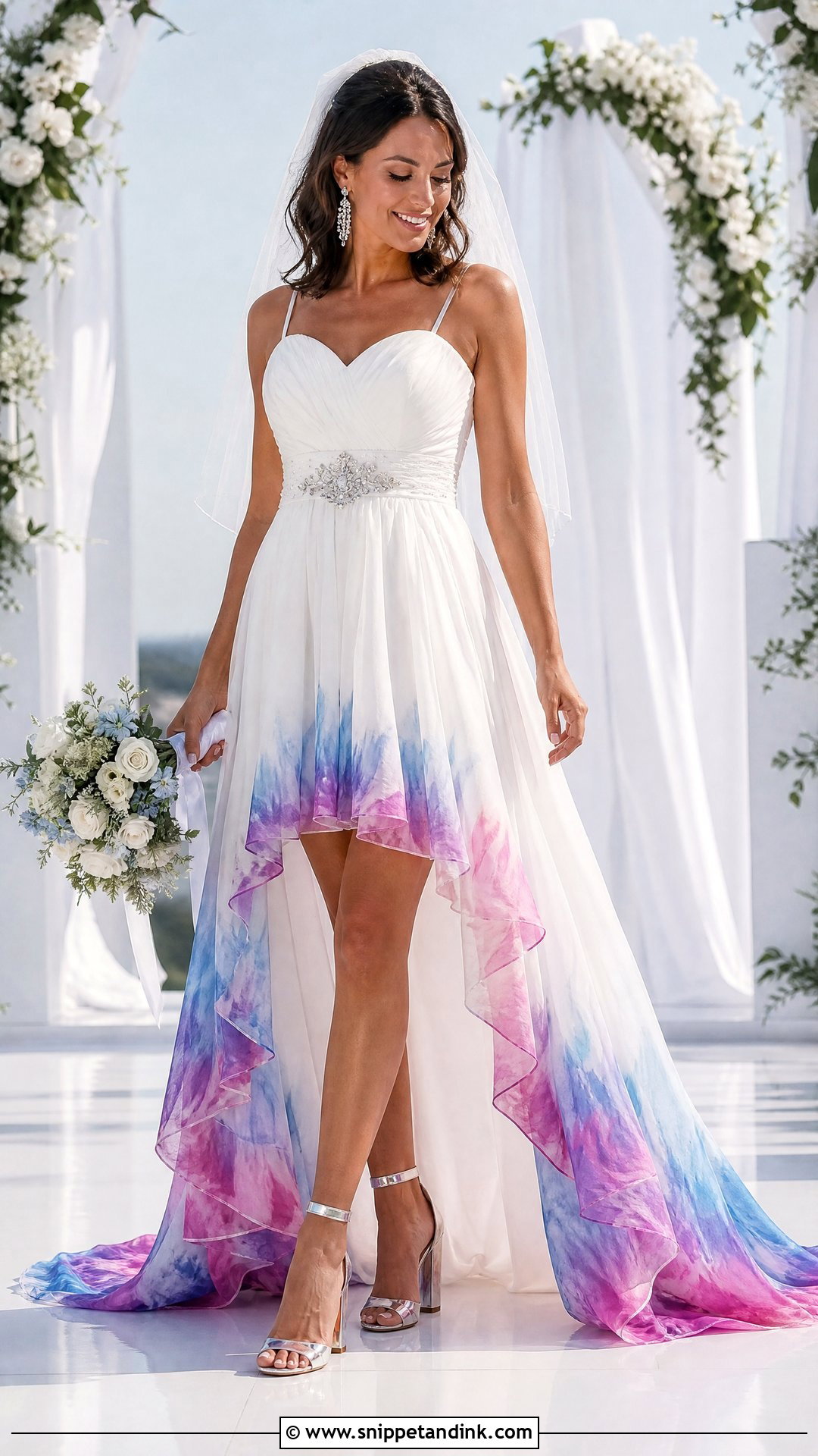 High Low Tie Dye Wedding Dress - Snippet and Ink - 20 Tie Dye Wedding Dress Ideas