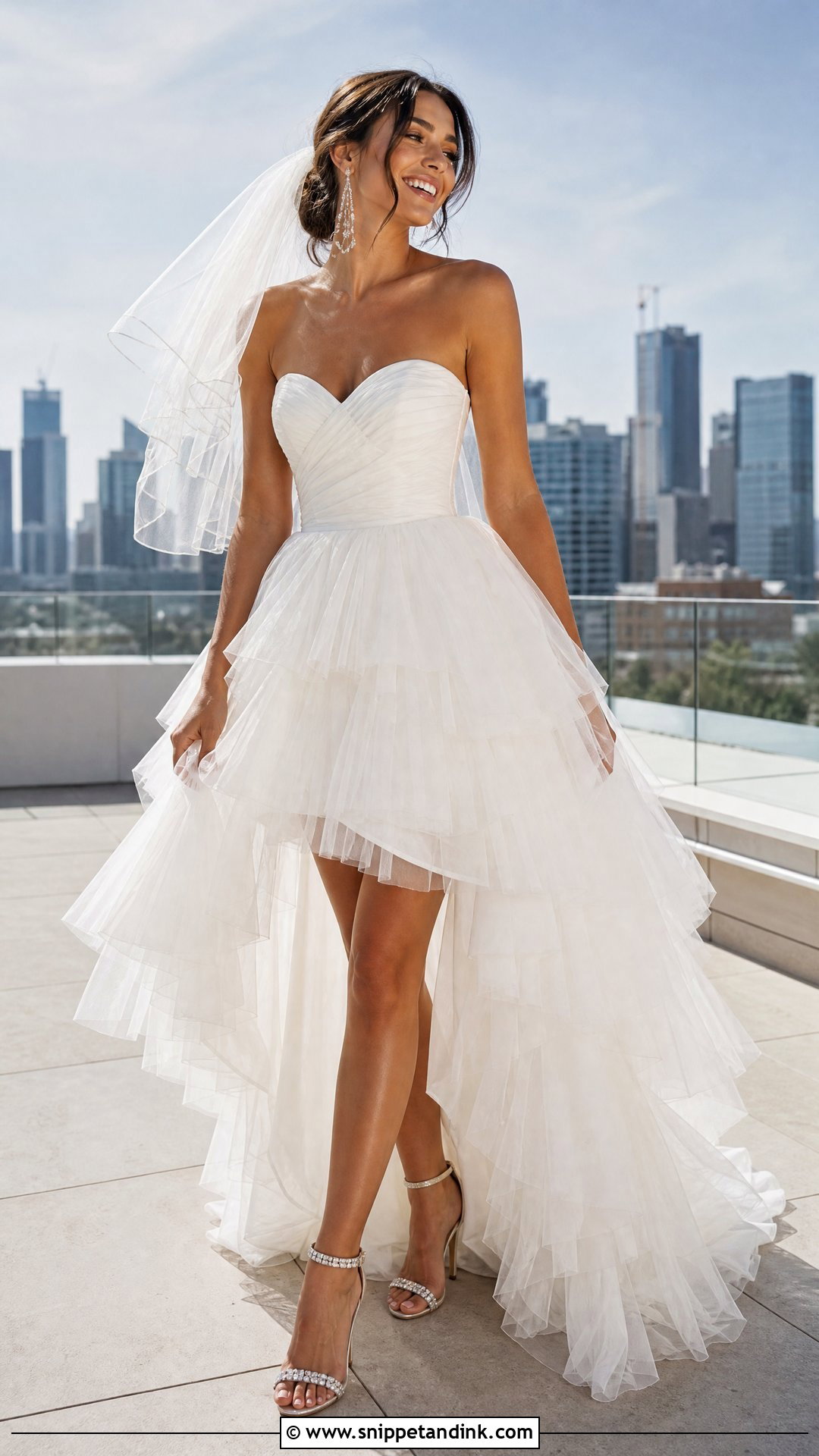 High Low Tiered Tulle Wedding Dress - Snippet and Ink - 20 Tiered Tulle Wedding Dress Ideas